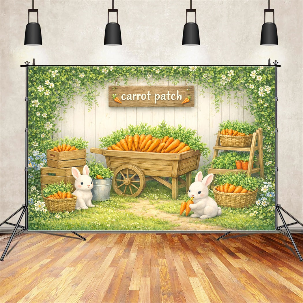 Carrot Backdrop Whimsical Bunny Garden Patch Easter Photo Backdrops UK LXX61-98