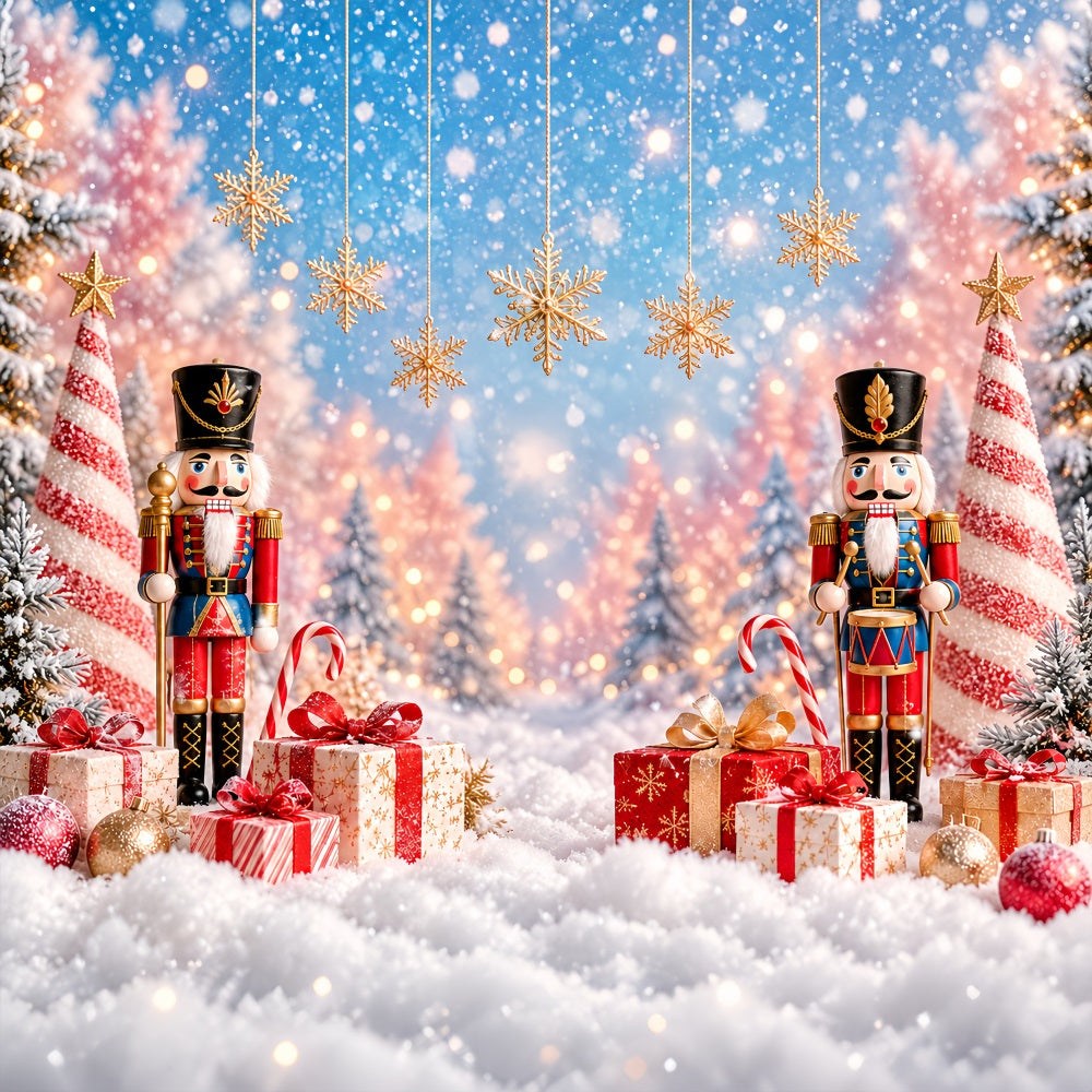Christmas Backdrop Bokeh Snowflake Gift Display Nutcracker Photo Backdrop UK LXX610-156