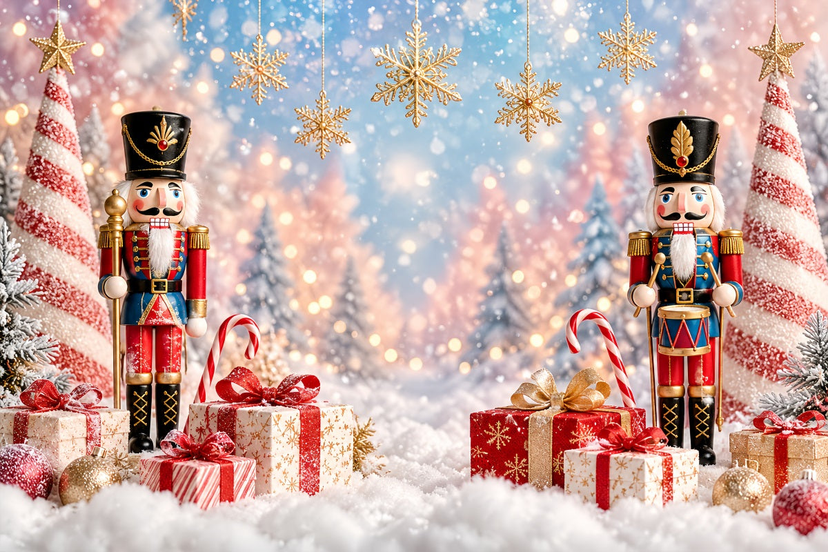 Christmas Backdrop Bokeh Snowflake Gift Display Nutcracker Photo Backdrop UK LXX610-156