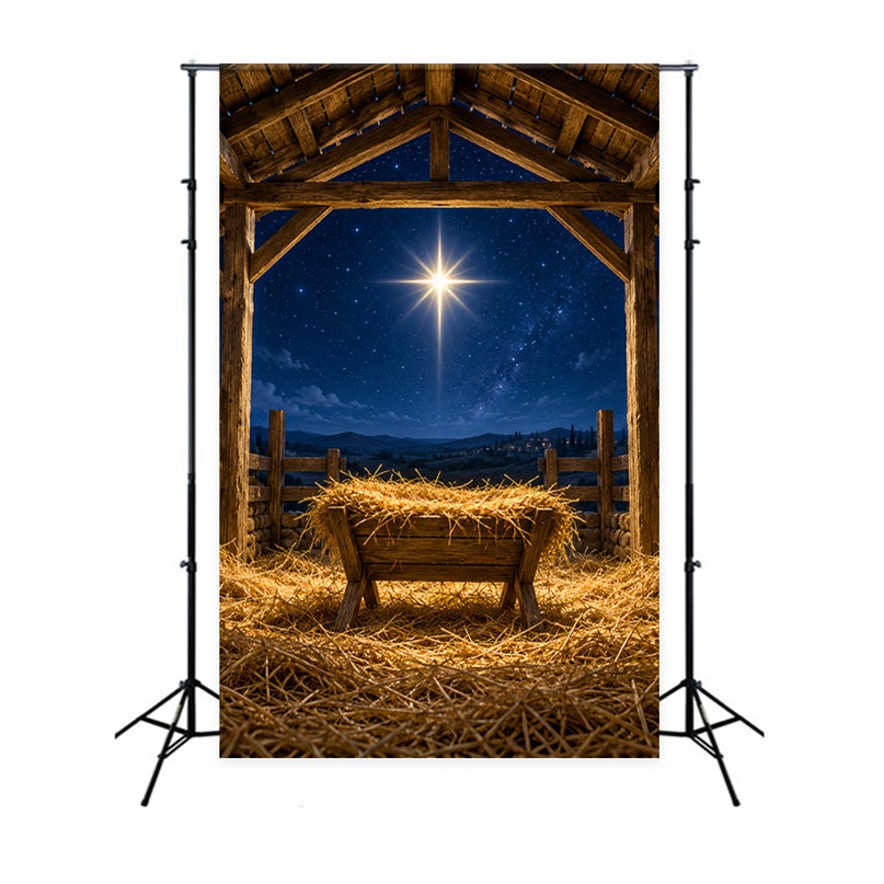 Nativity Scene Backdrop Bethlehem Star Rustic Stable Manger Scene Backdrop UK LXX610-161