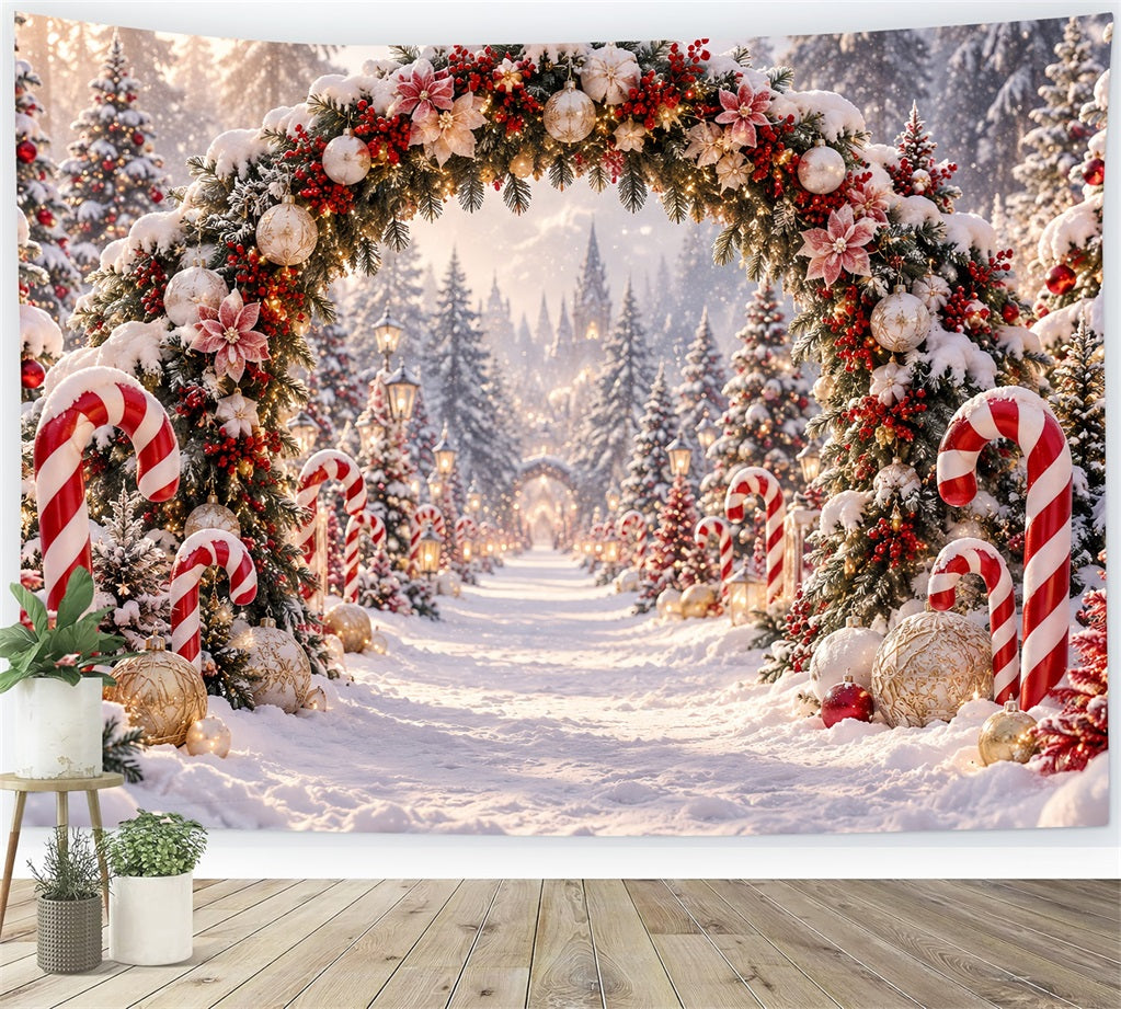 Christmas Backdrop for Photos Candy Cane Floral Archway Christmas Backdrop for Wall UK LXX610-175