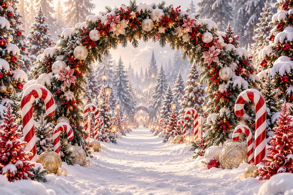 Christmas Backdrop for Photos Candy Cane Floral Archway Christmas Backdrop for Wall UK LXX610-175
