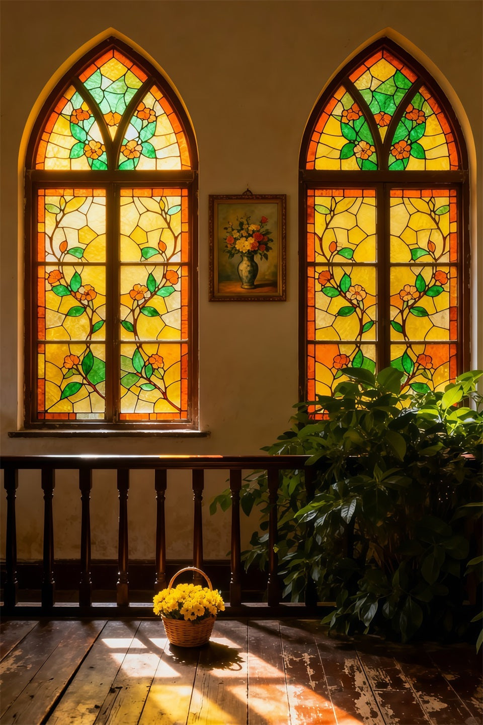 Stained Glass Window Backdrop Church Religious Easter Backdrops For Photography UK LXX62-40