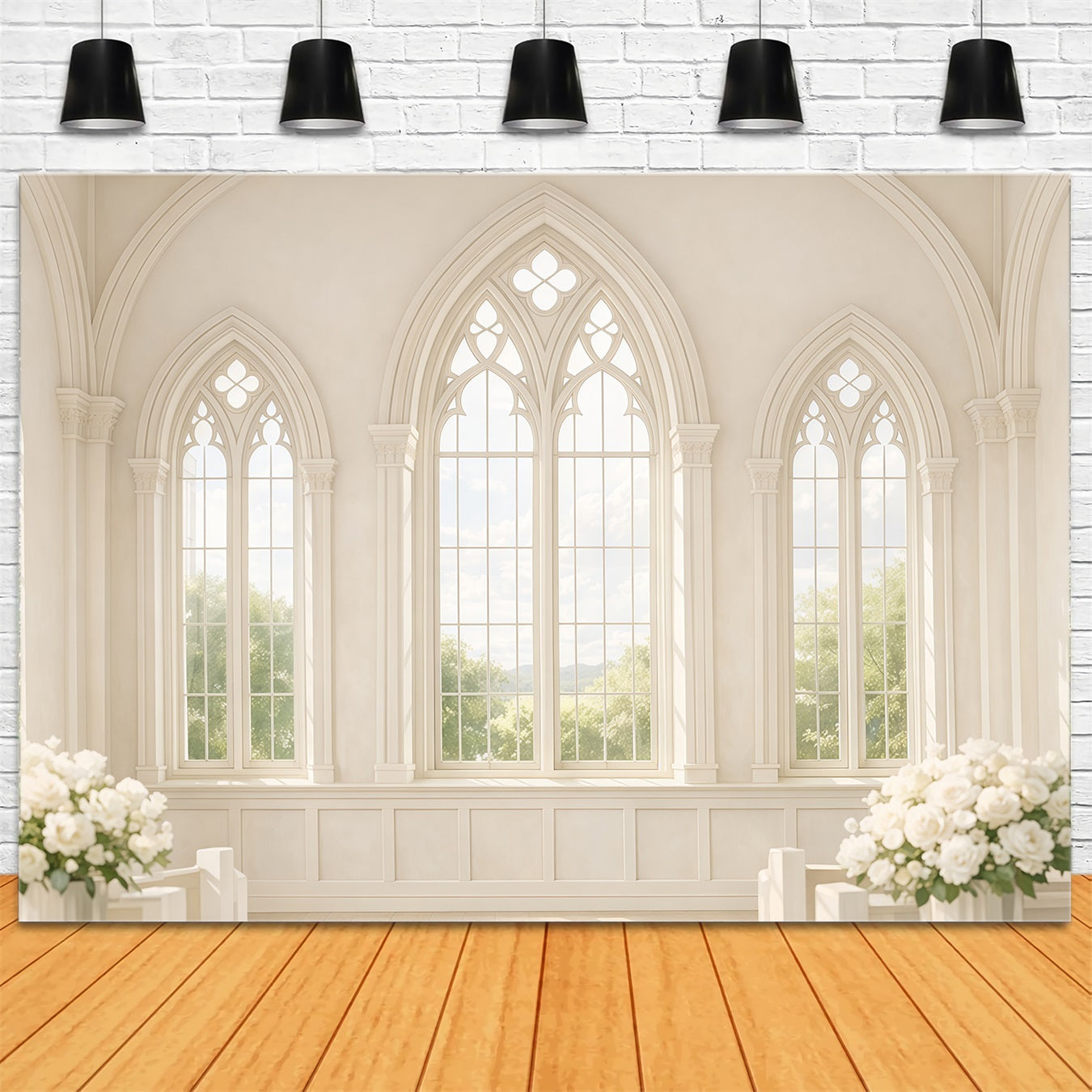 Church Easter Photo Backdrop Ideas Sunlit Gothic Window Interior Easter Picture Backdrops UK LXX62-42