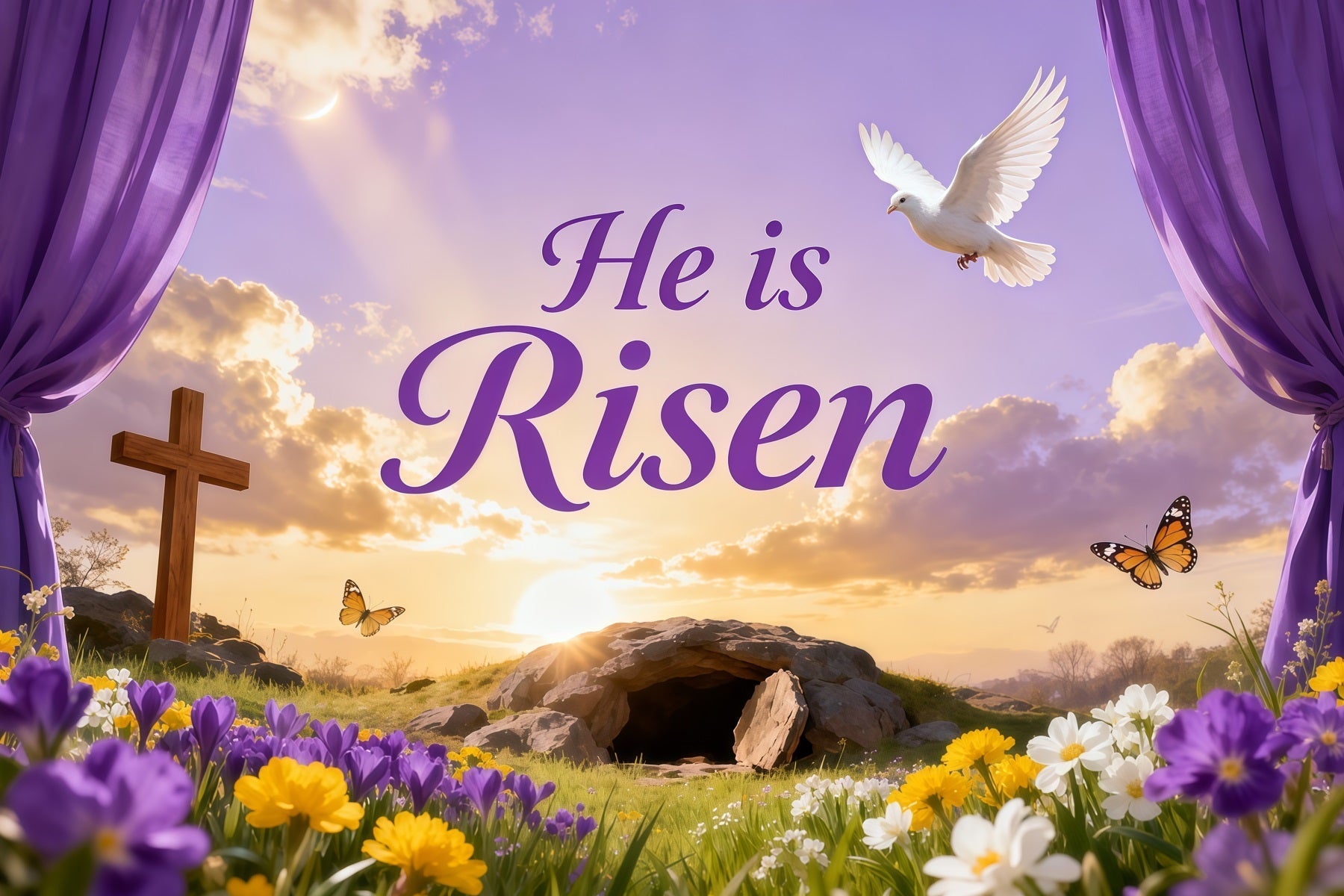 Easter Bunny Backdrops Empty Tomb Glory Flower Easter Backdrops For Pictures UK LXX62-47