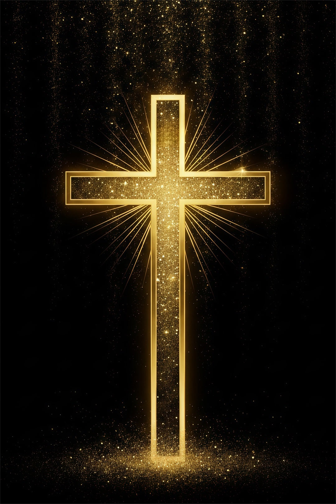 Easter Photo Backdrop Church Golden Glitter Radiant Cross Easter Photoshoot Backdrop UK LXX62-48