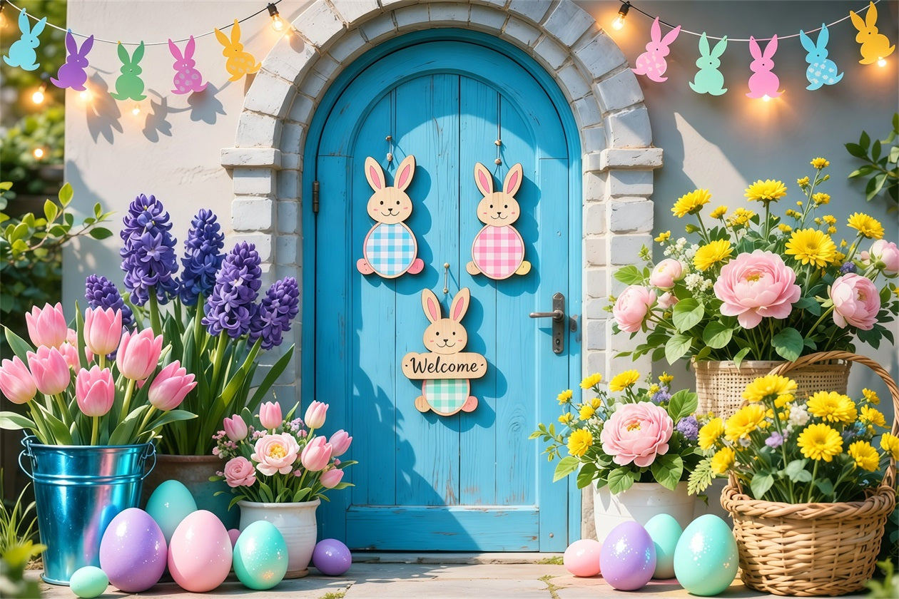 Easter Baby Backdrop Pastel Bunny Welcome Doorway Easter Backdrop Photo UK LXX62-80