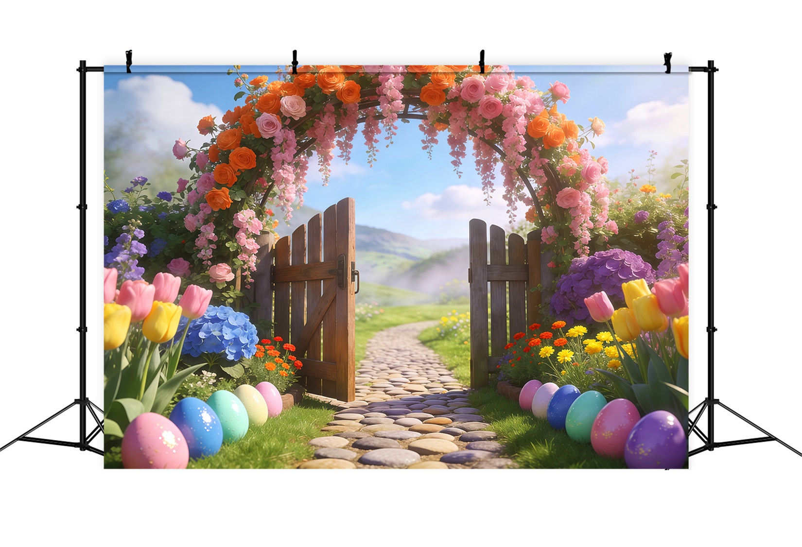 Easter Spring Backdrop Floral Wisteria Cottage Gate Easter Backdrop 10x10 UK LXX62-82
