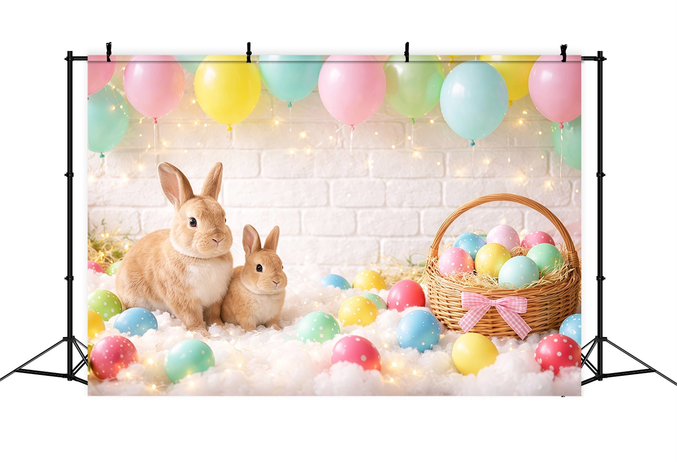 Easter Backdrop Balloons Pastel Egg Basket Bunny Easy Easter Backdrops UK LXX62-88