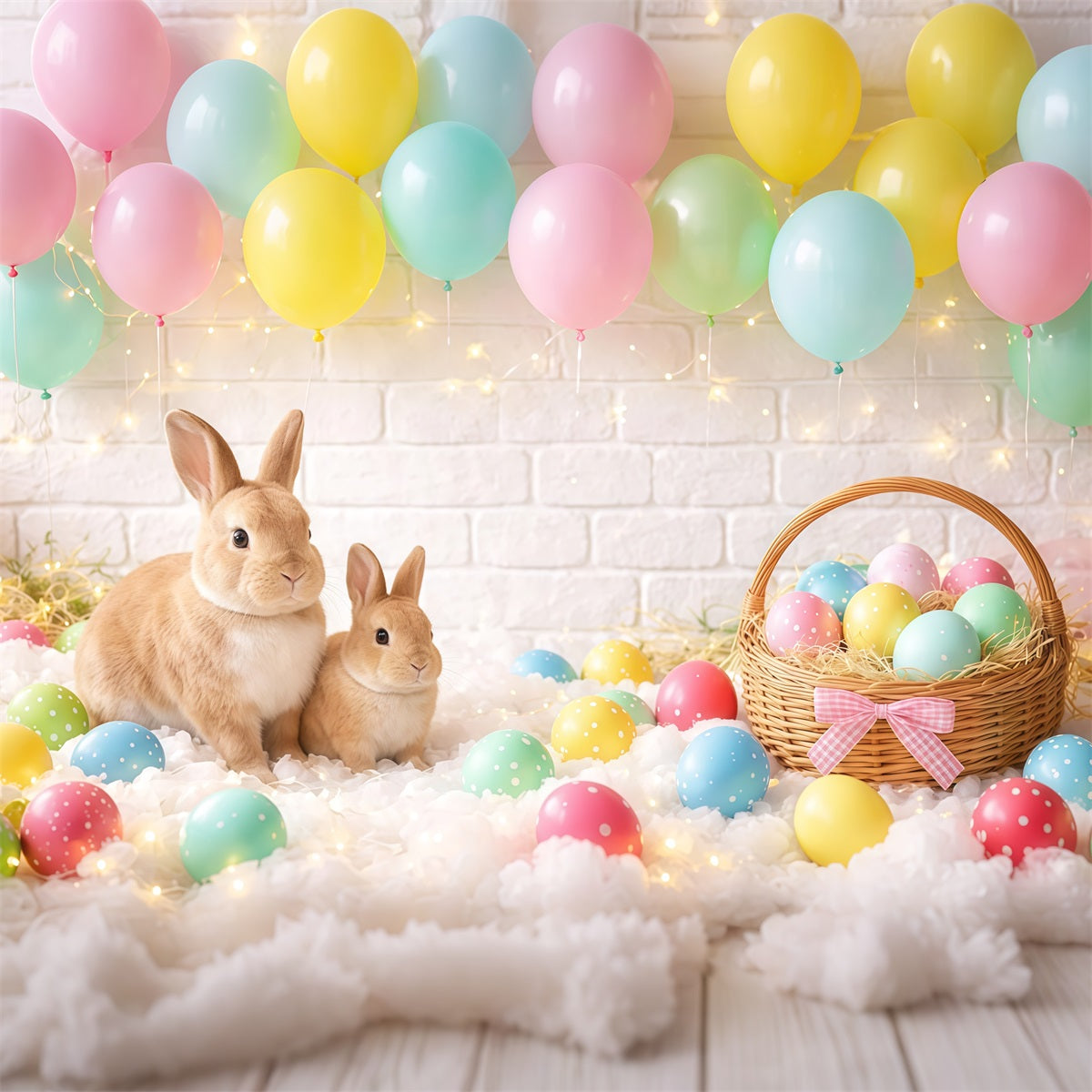 Easter Backdrop Balloons Pastel Egg Basket Bunny Easy Easter Backdrops UK LXX62-88