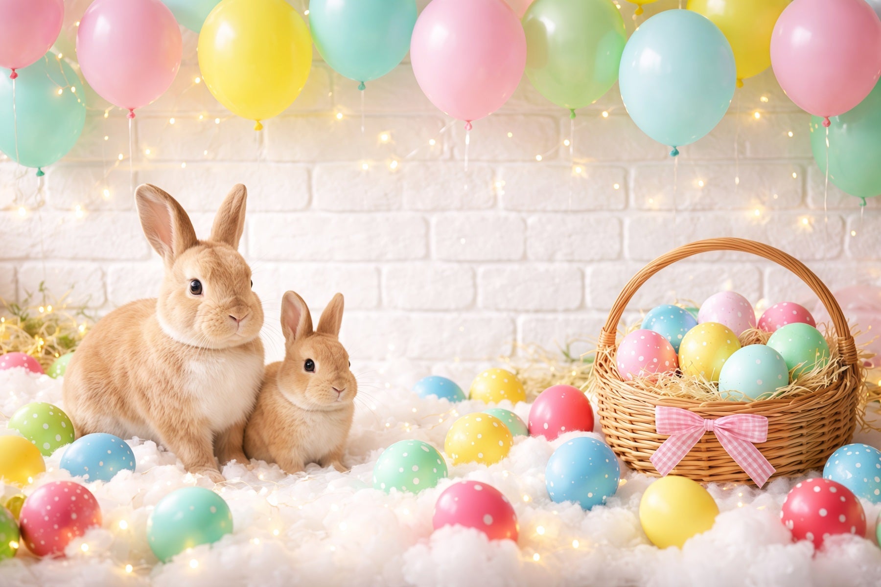 Easter Backdrop Balloons Pastel Egg Basket Bunny Easy Easter Backdrops UK LXX62-88