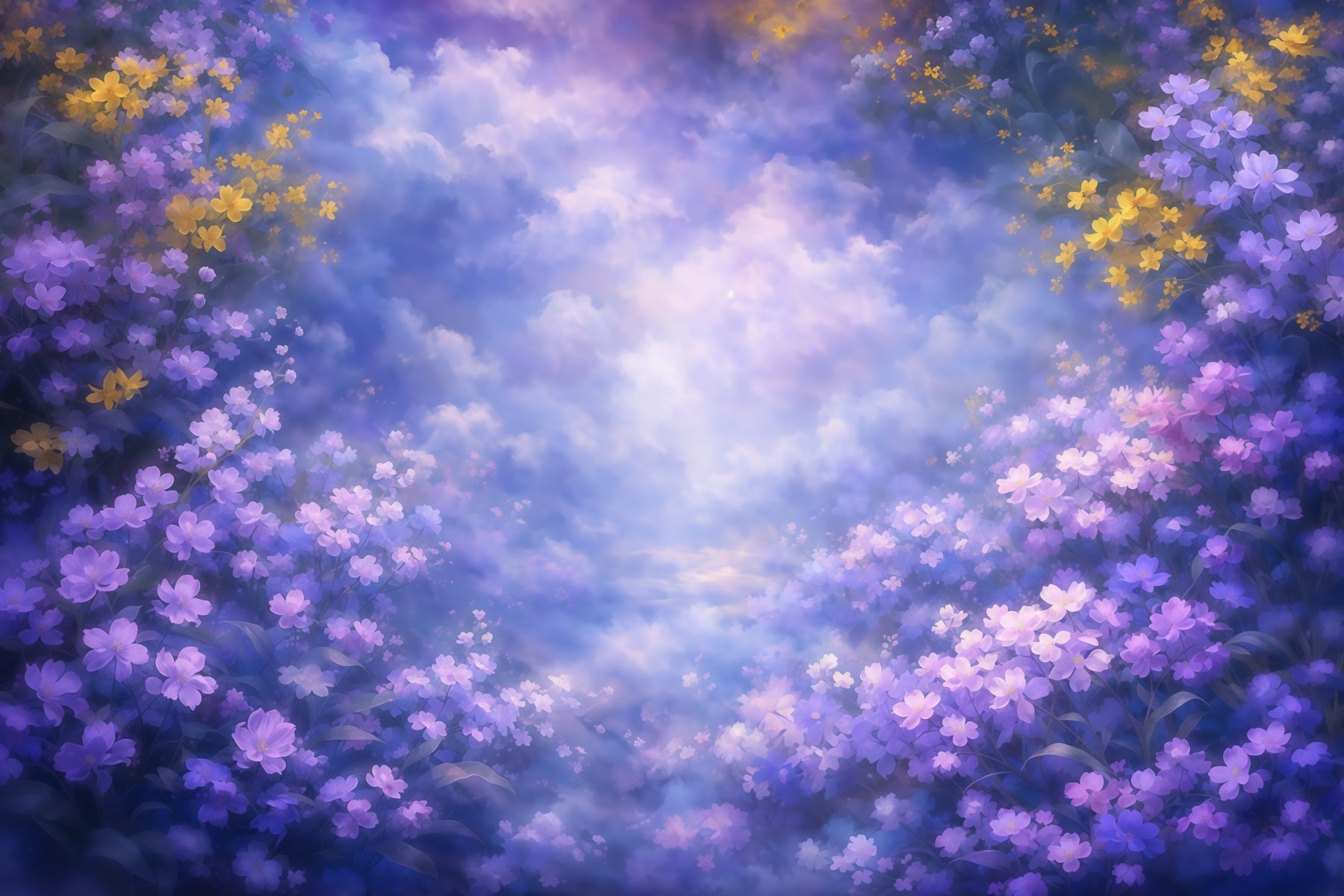 Mother's Day Portrait Backdrop Dreamy Purple Floral Cloud Mother's Day Backdrop UK LXX63-1