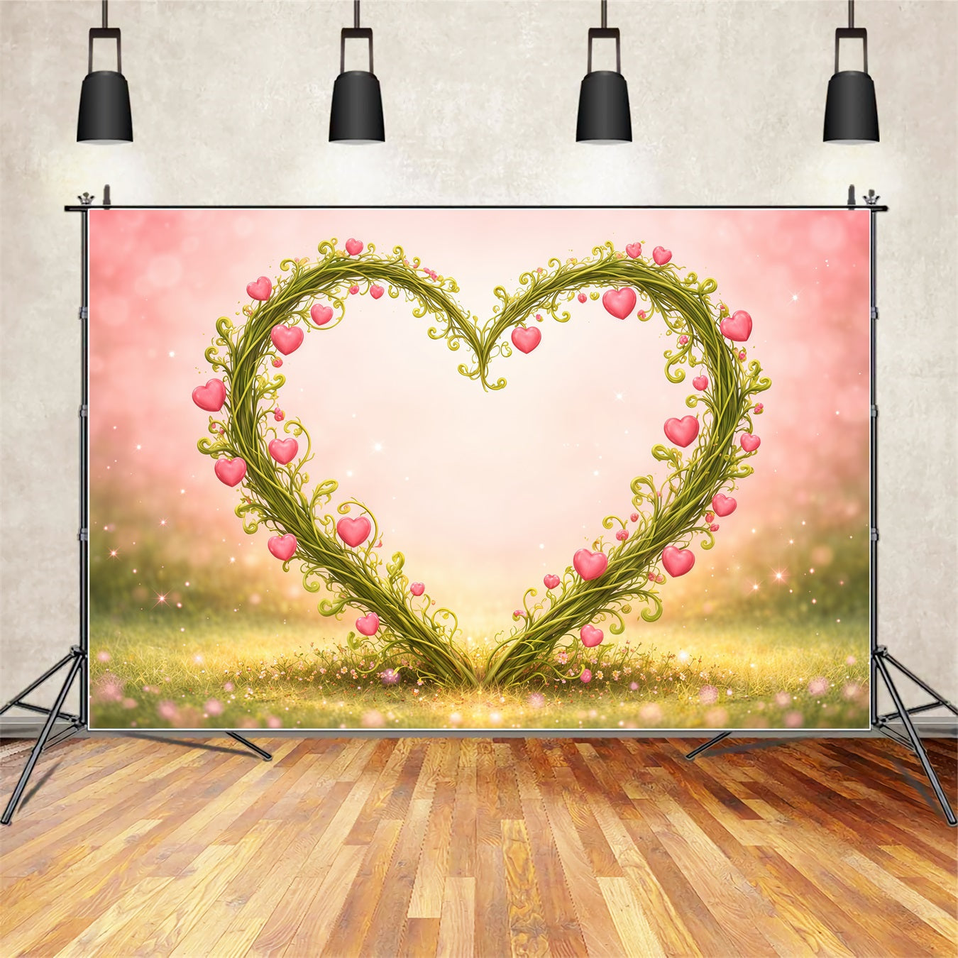 Heart Floral Frame Mother's Day Backdrop Whimsical Vine Pink Love Mother's Day Backdrop Ideas UK LXX63-12