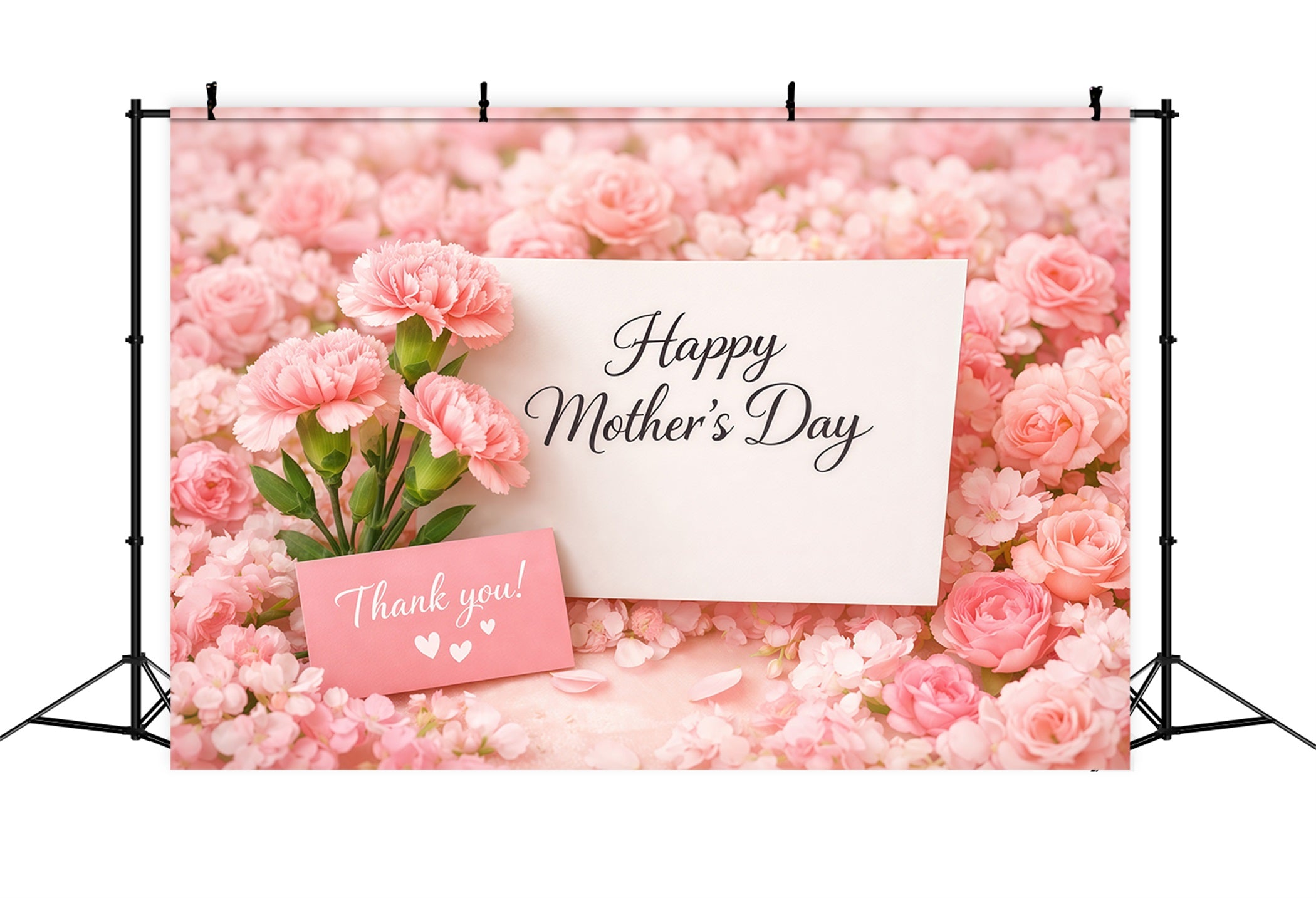 Mom Letters Mother's Day Backdrop Pink Floral Card Greeting Backdrop For Mother's Day UK LXX63-28