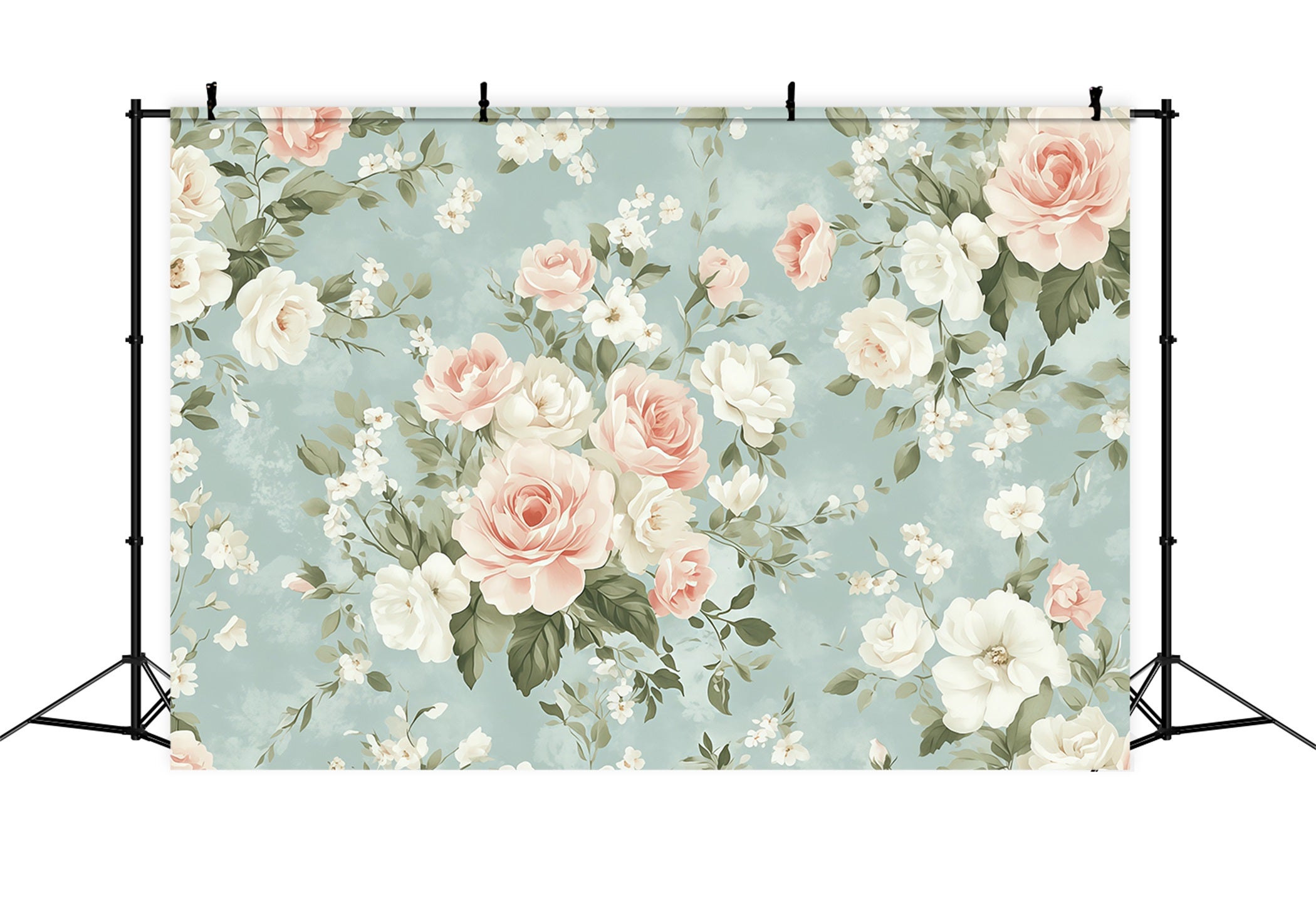 Mother's Day Portrait Backdrop Vintage Blue Rose Botanical Mother's Day Backdrop UK LXX63-3