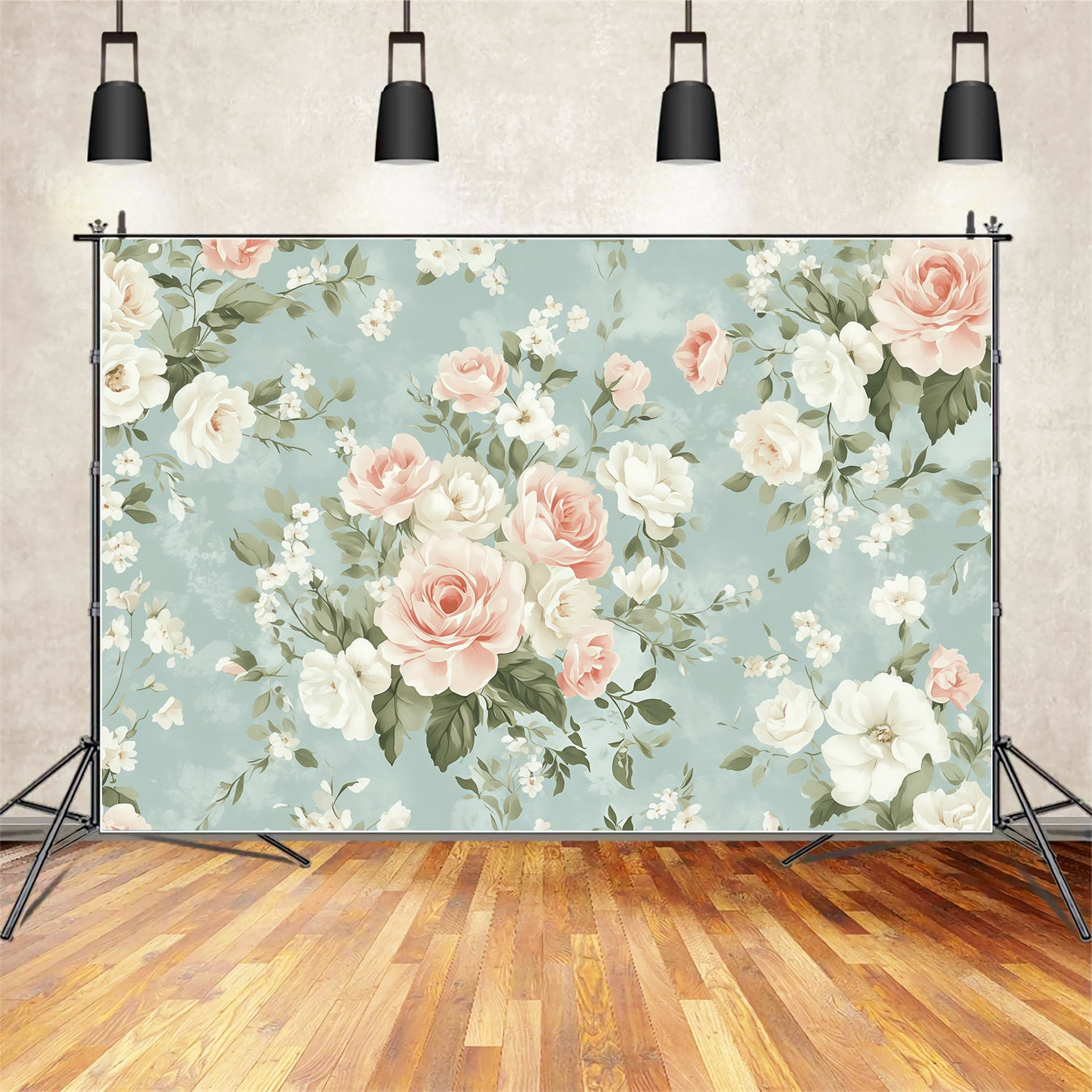 Mother's Day Portrait Backdrop Vintage Blue Rose Botanical Mother's Day Backdrop UK LXX63-3