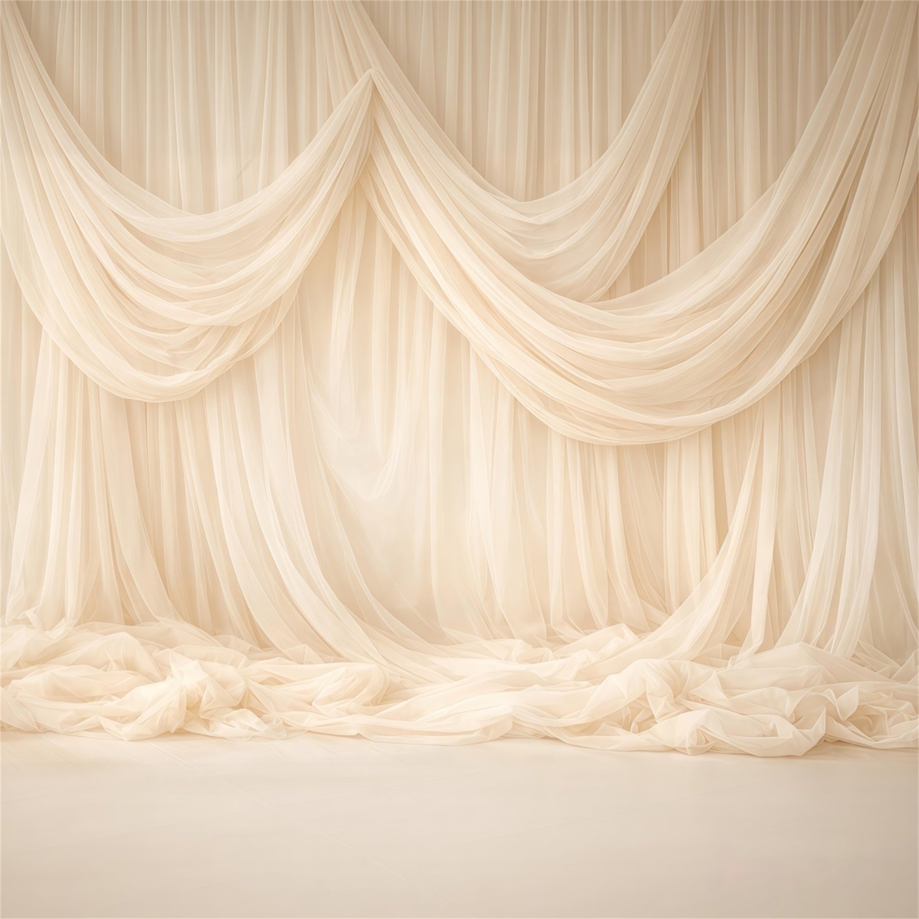 Dreamy Soft Focus Mother's Day Backdrop Elegant Ivory Sheer Drape Mother's Day Photo Backdrops UK LXX63-35