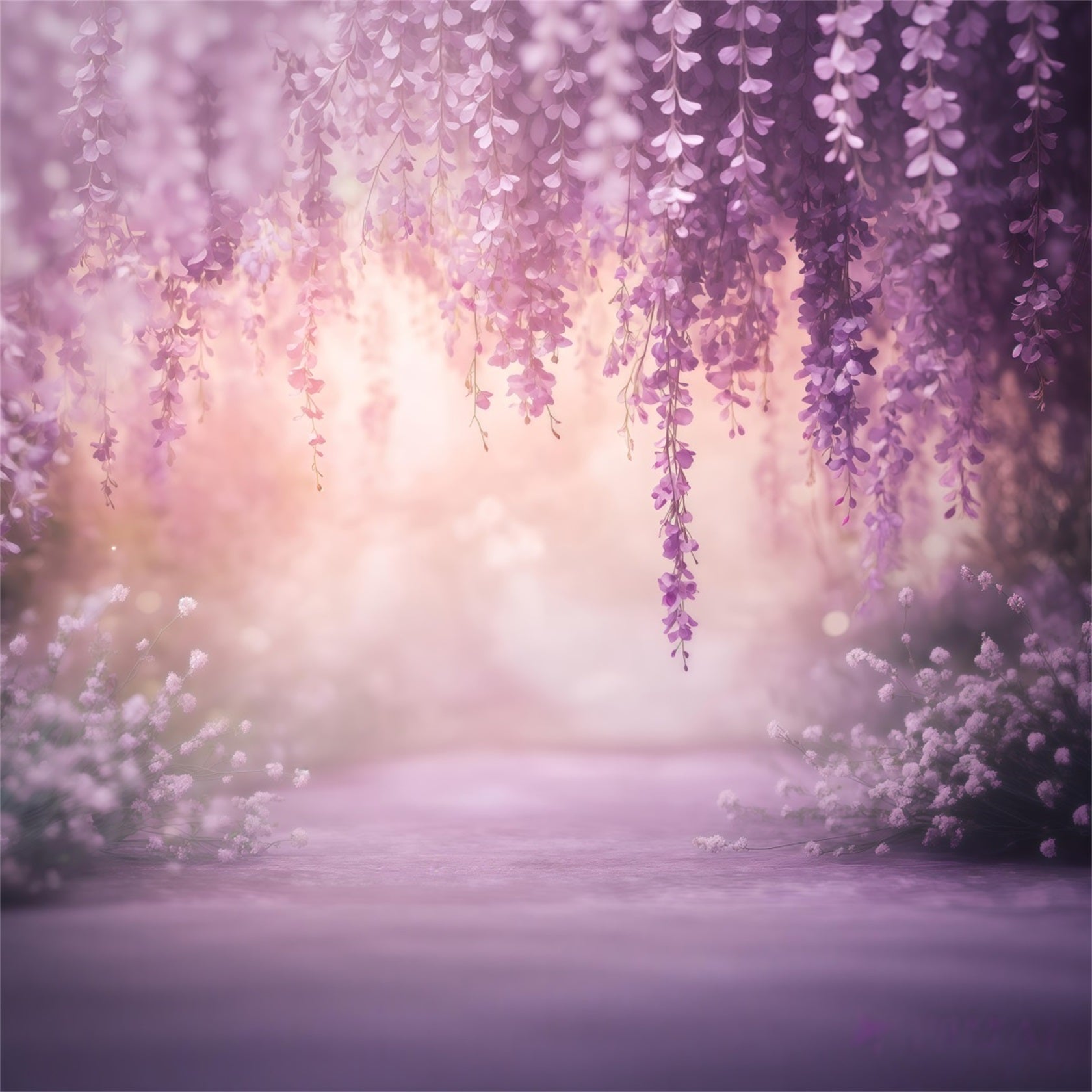 Lavender Bouquet Mother's Day Backdrop Soft Pastel Wisteria Floral Blur Backdrop Mothers Day UK LXX63-47