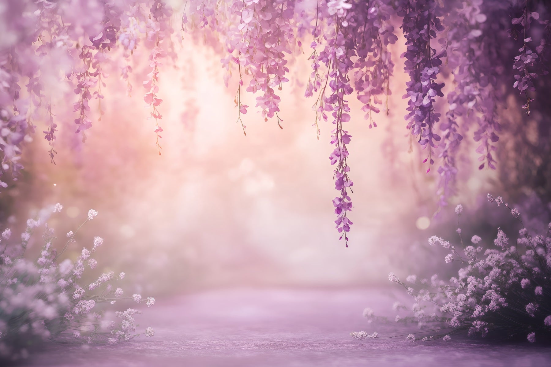 Lavender Bouquet Mother's Day Backdrop Soft Pastel Wisteria Floral Blur Backdrop Mothers Day UK LXX63-47
