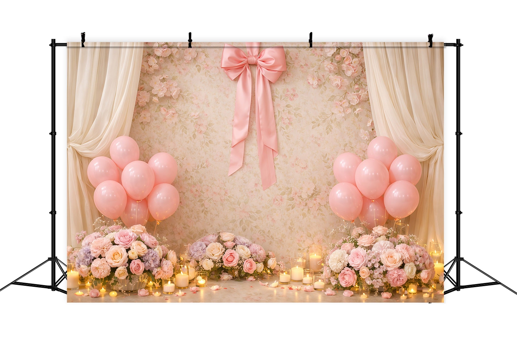 Mothers Day Balloon Backdrop Elegant Pink Balloon Floral Candle Backdrop Ideas For Mother's Day UK LXX63-52