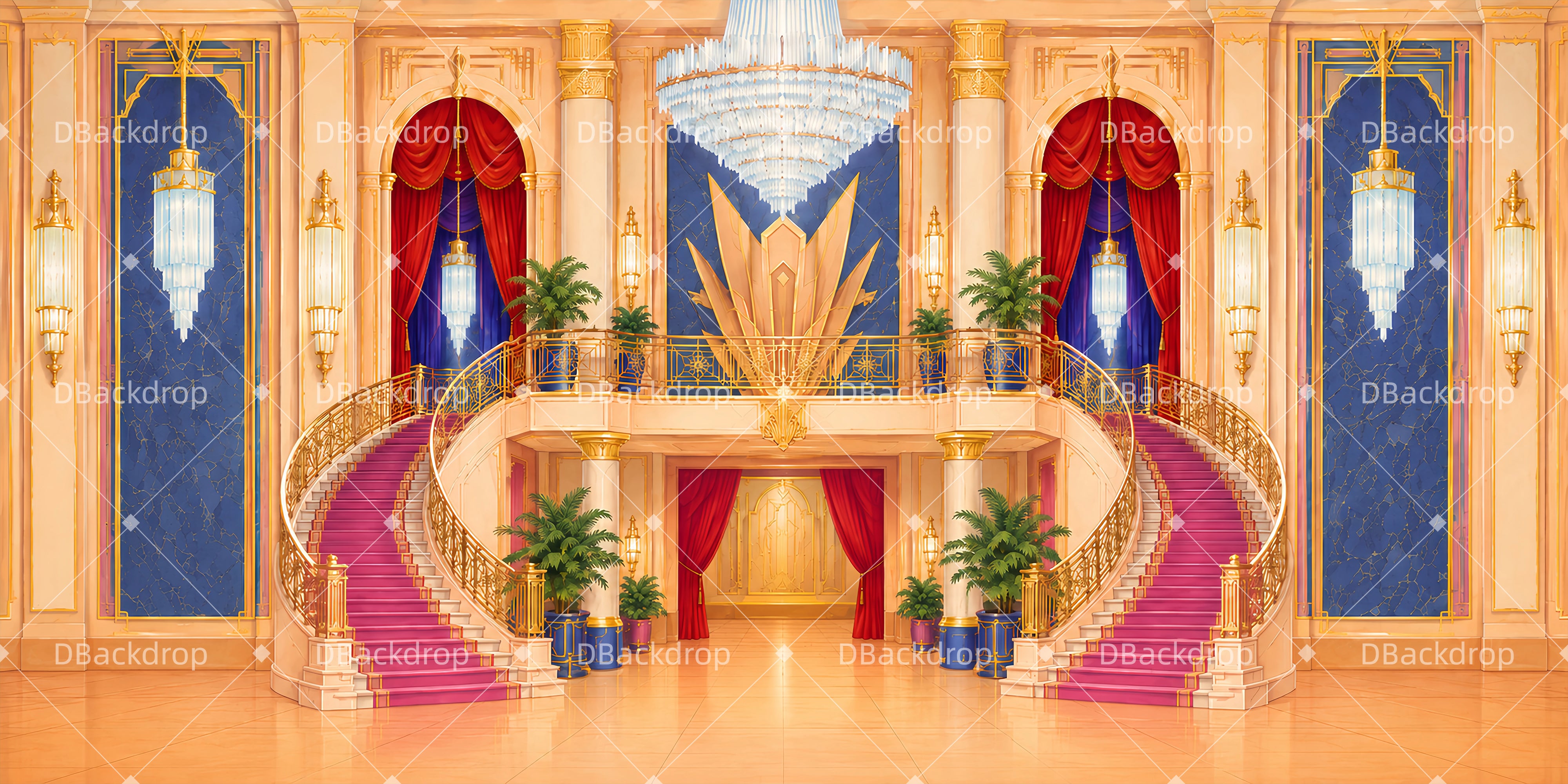 Dance Backdrop Mansion Party Ballroom Performance Backdrop UK LXX65-T106