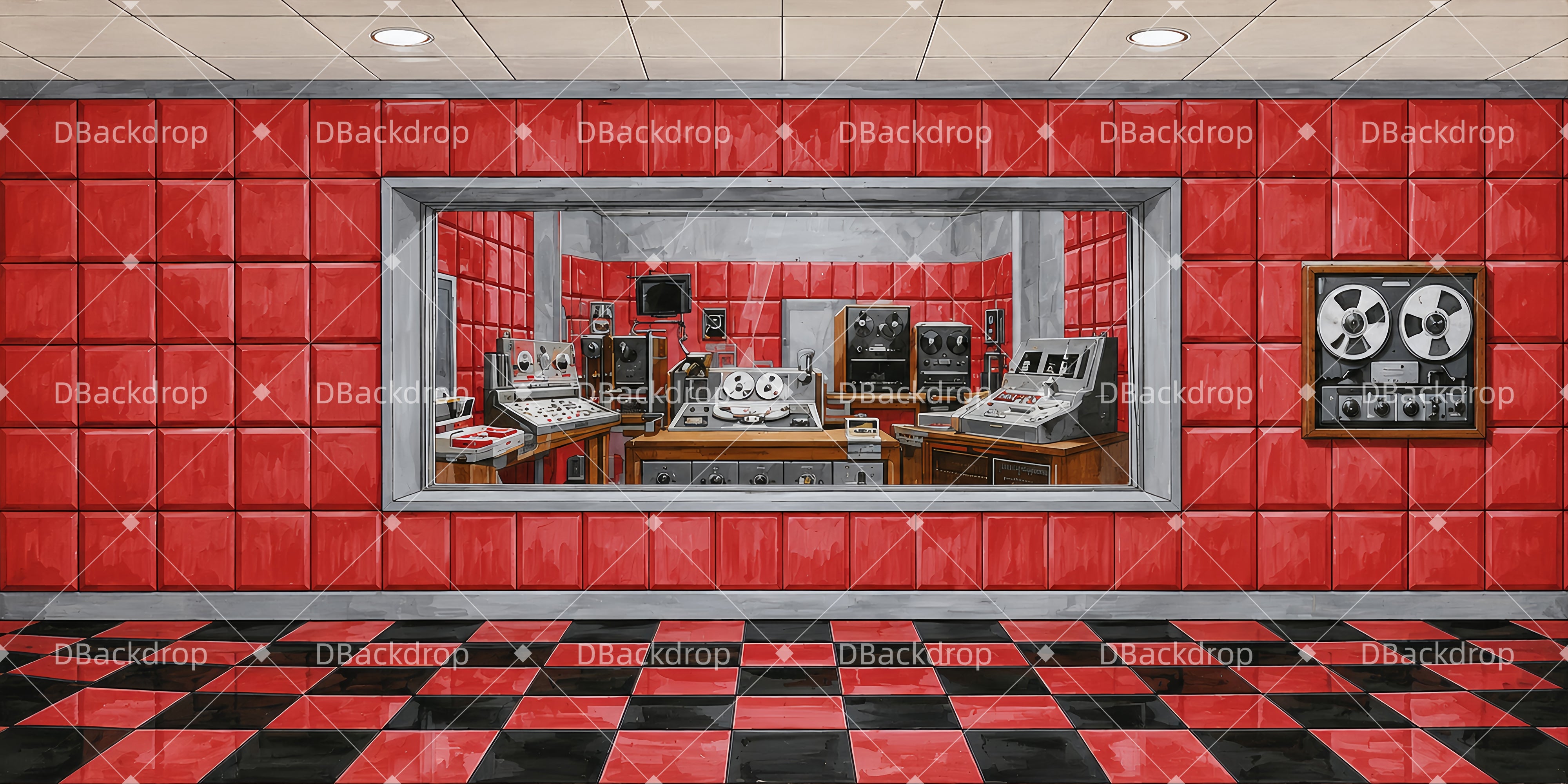 Musical Backdrop Red Recording Studio Theater Stage Backdrop UK LXX65-T109