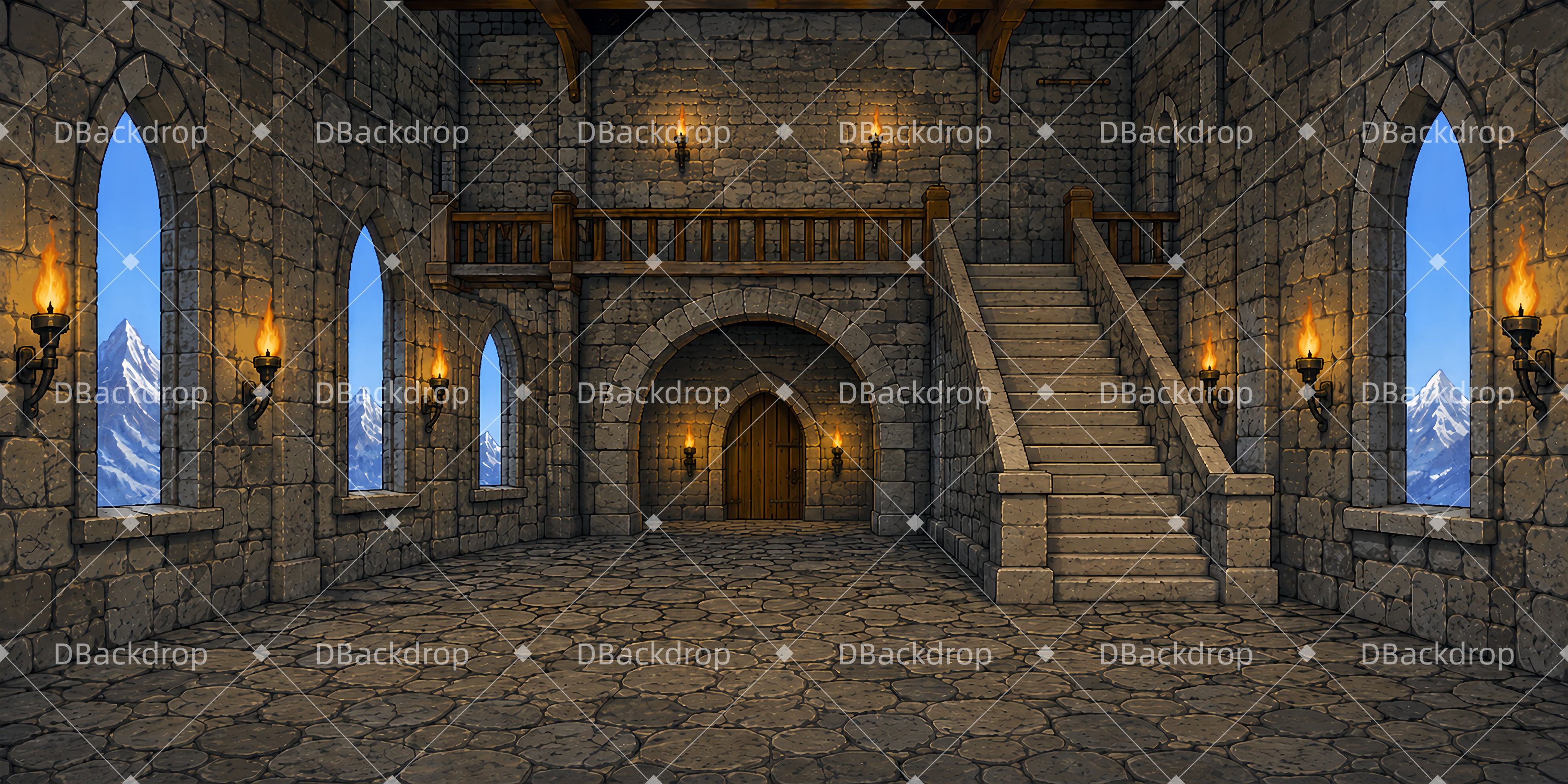 Stage Backdrop Ideas Stone Castle Hall Theater Backdrops UK LXX65-T111