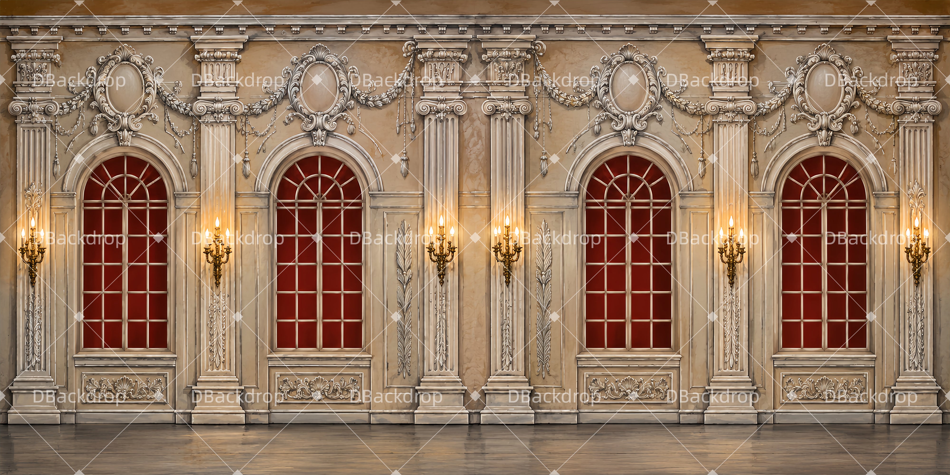 Dance Stage Backdrop Gilded Ballroom Backdrop For Theater Play UK LXX65-T116