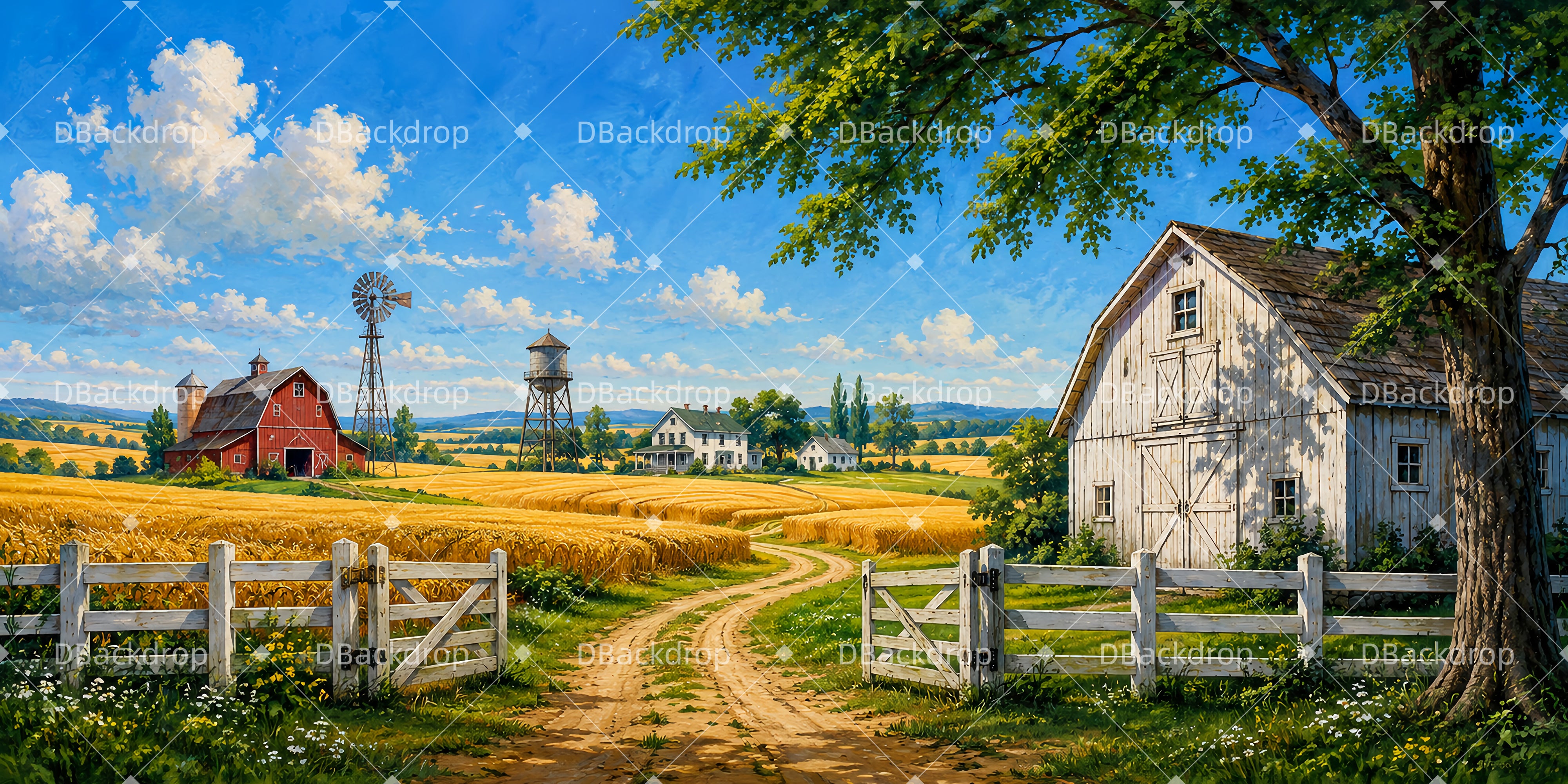 Theater Stage Backdrop Golden Harvest Farm Performance Backdrop UK LXX65-T18