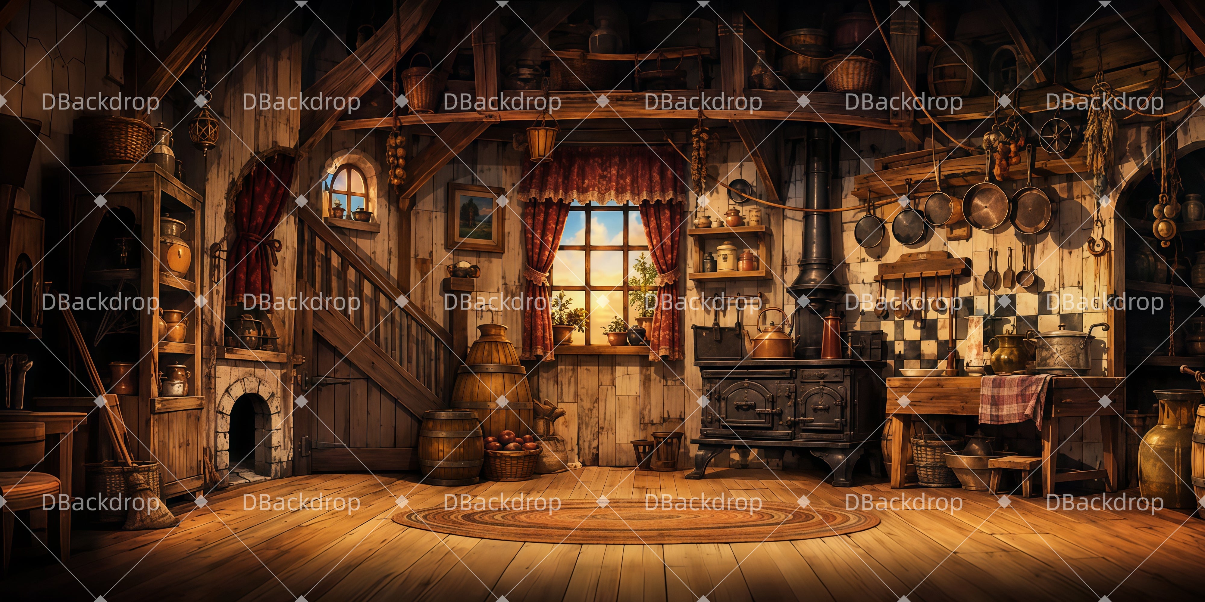 Stage Backdrop Ideas Rustic Hearth Room School Play Backdrops UK LXX65-T19