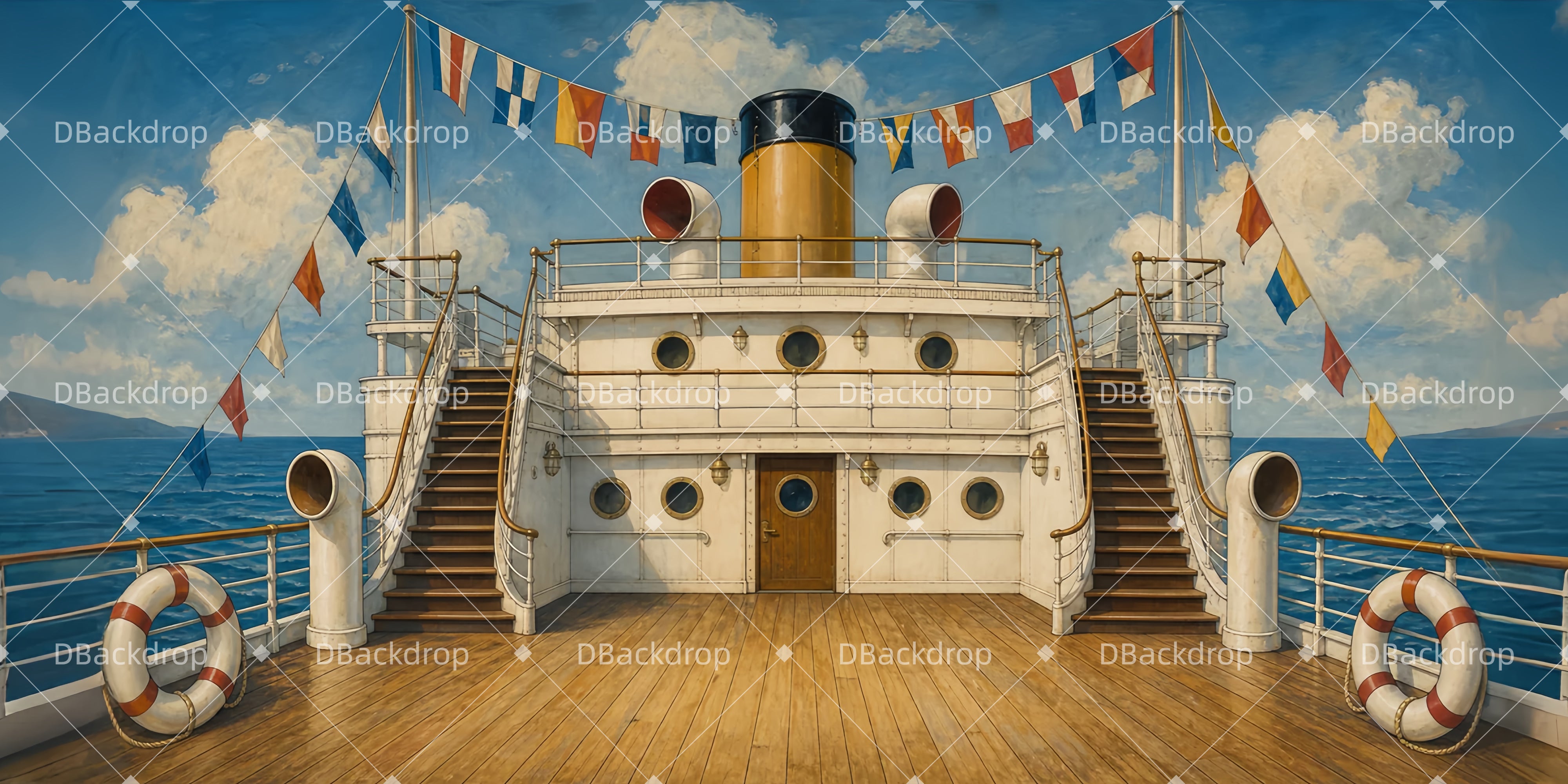 School Play Backdrops Vintage Ship Deck Theater Stage Backdrop UK LXX65-T46