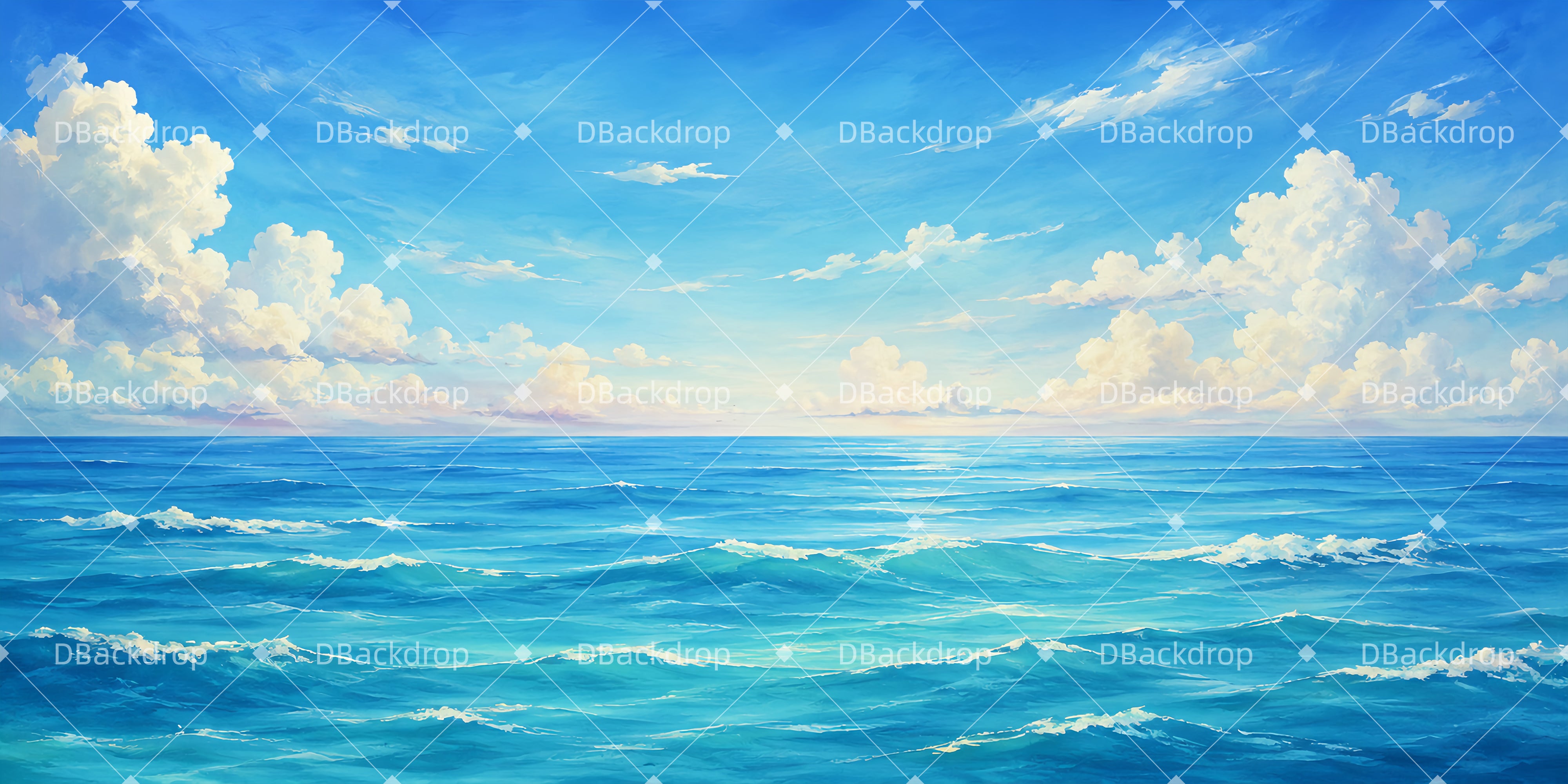Stage Scenery Backdrops Blue Sea Waves Backdrop For Theater UK LXX65-T47
