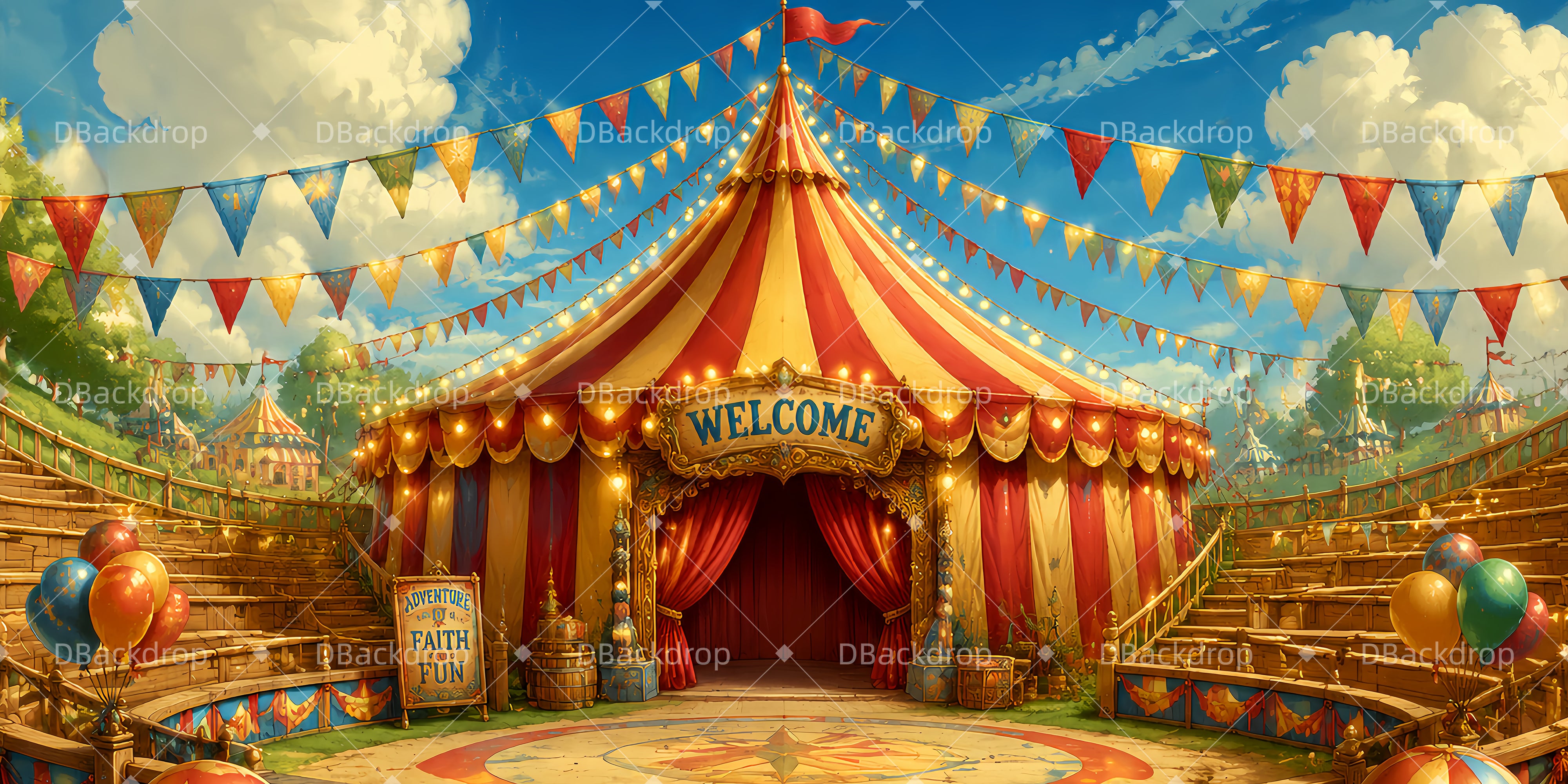 Circus Backdrop Joyful Circus Tent VBS Backdrops UK LXX65-T6