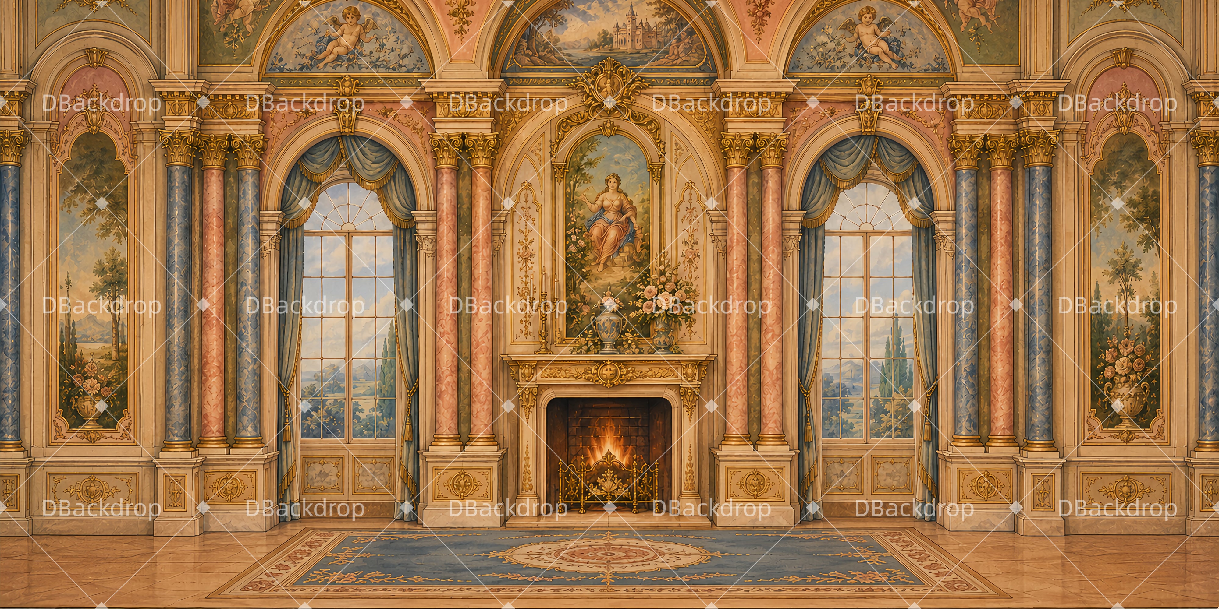 Theater Backdrop Rococo Palace Salon Stage Backdrop Ideas UK LXX65-T72