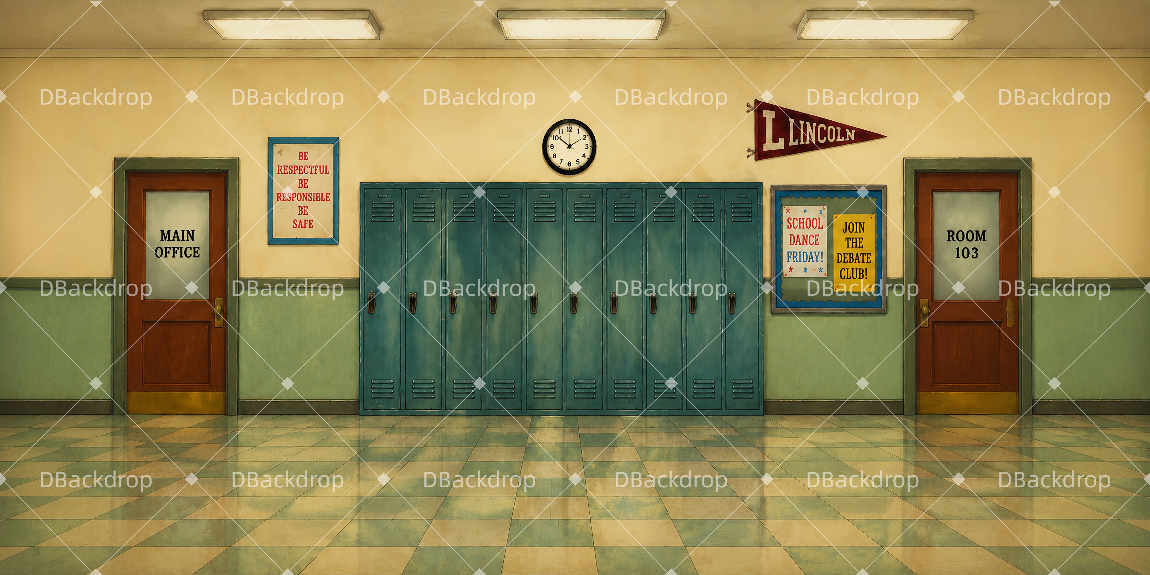 Large Stage Backdrops School Locker Corridor Theater Backdrops UK LXX65-T84