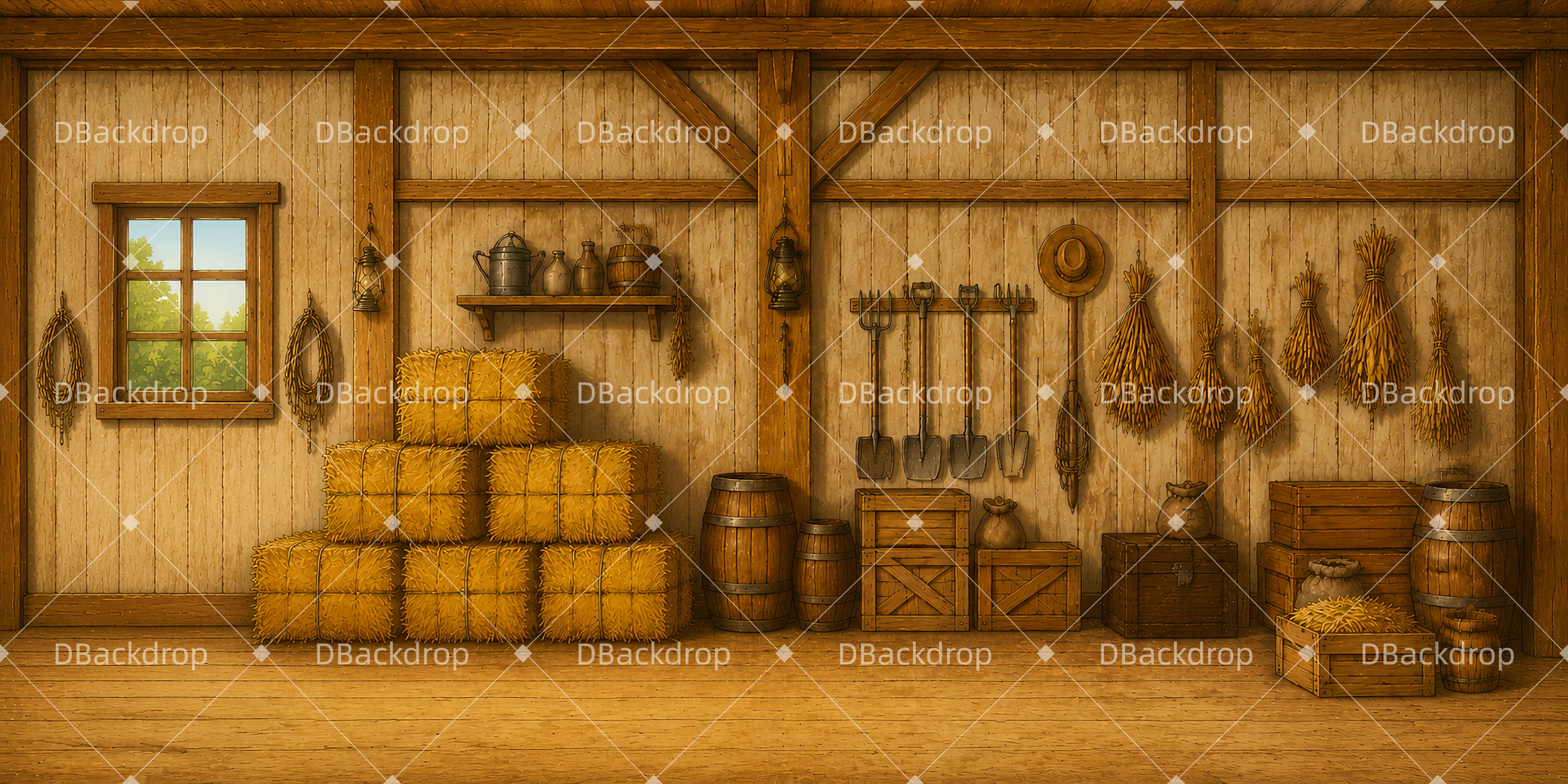 Large Stage Backdrops Country Barn Storage Theater Backdrop UK LXX65-T96