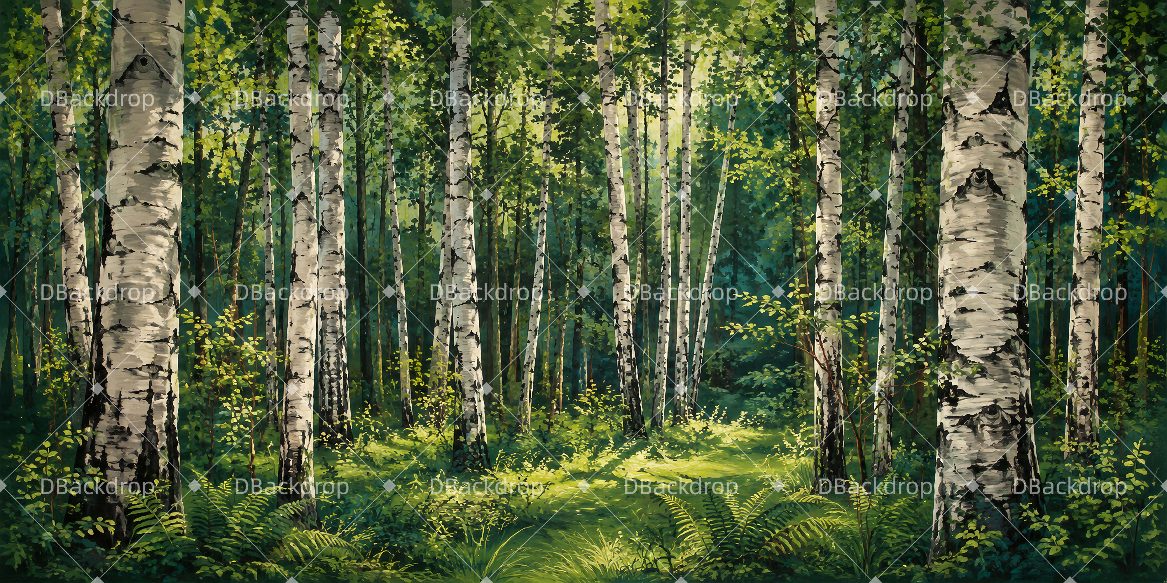 Forest Stage Backdrop Russian Birch Forest School Play Backdrops UK LXX66-T100
