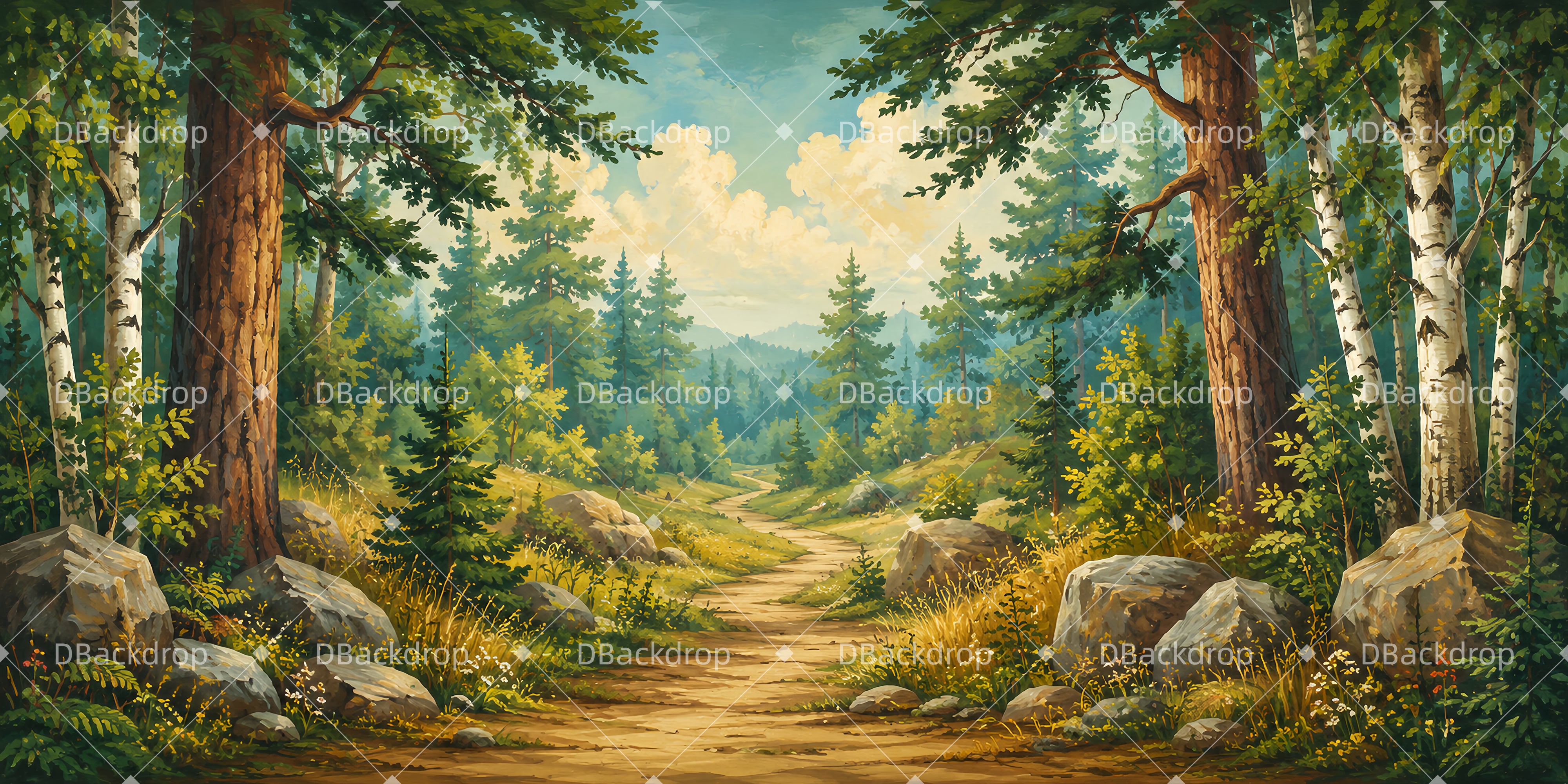 Scenic Backdrops Forest Escape Path Forest Stage Backdrop UK LXX66-T10