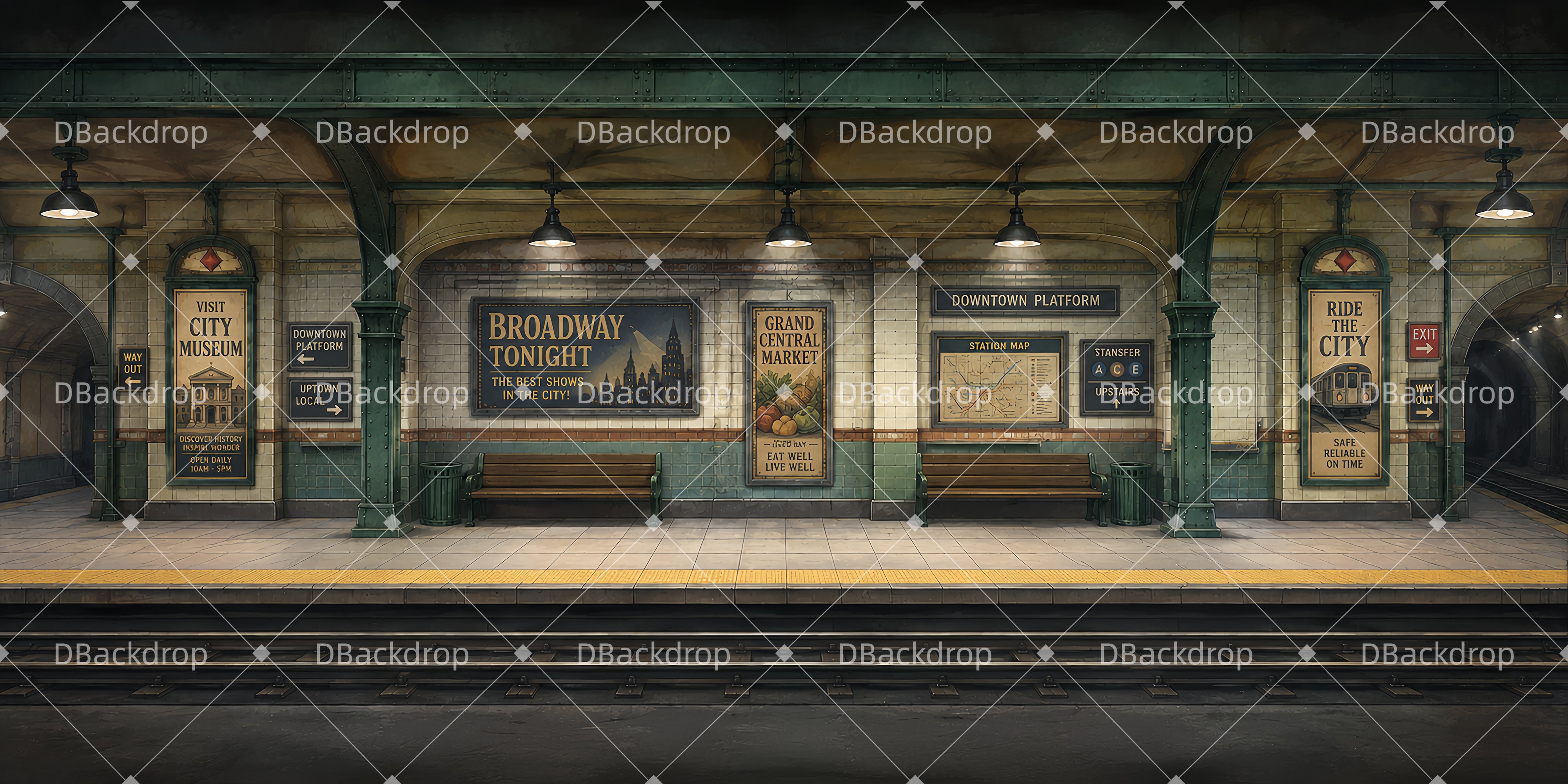 Theater Stage Backdrops Subway Platform Performance Backdrops UK LXX66-T110