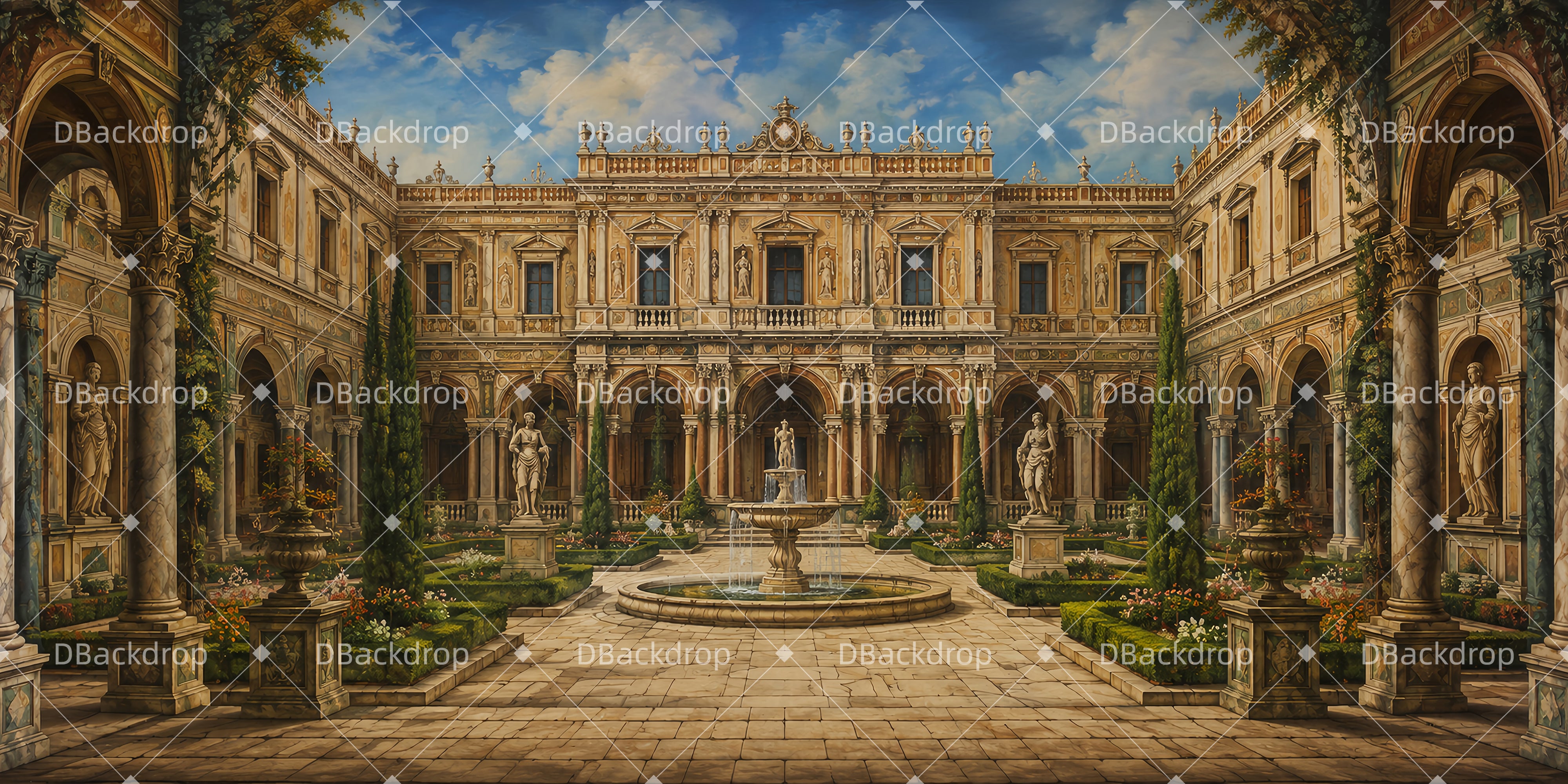 Large Stage Backdrops Palace Courtyard Movie Theater Backdrop UK LXX66-T123