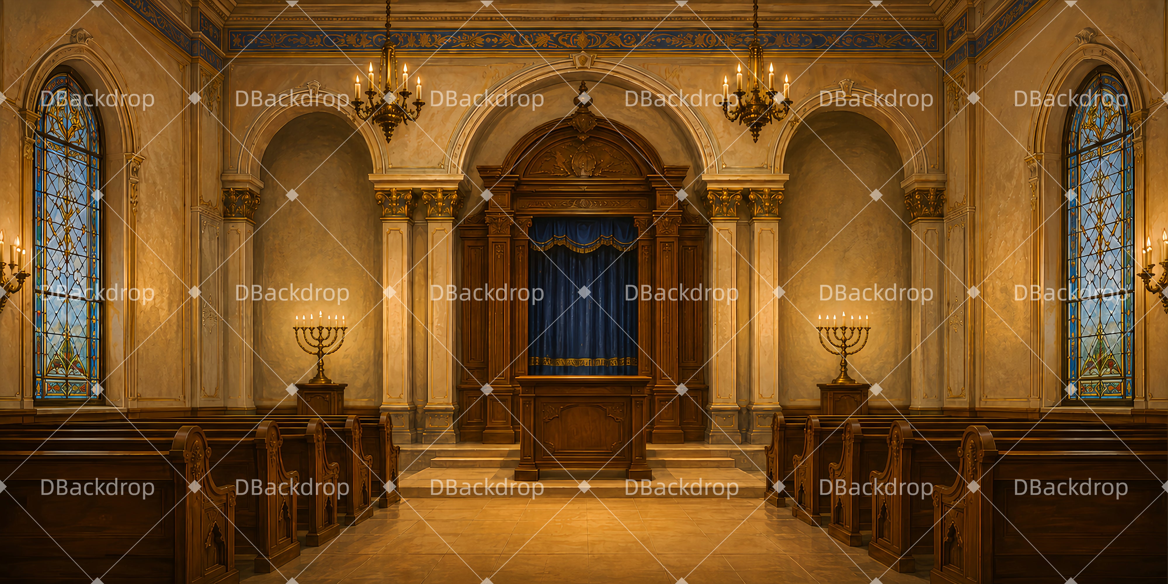 Backdrop For Theater Synagogue Interior Church Stage Backdrops UK LXX66-T42