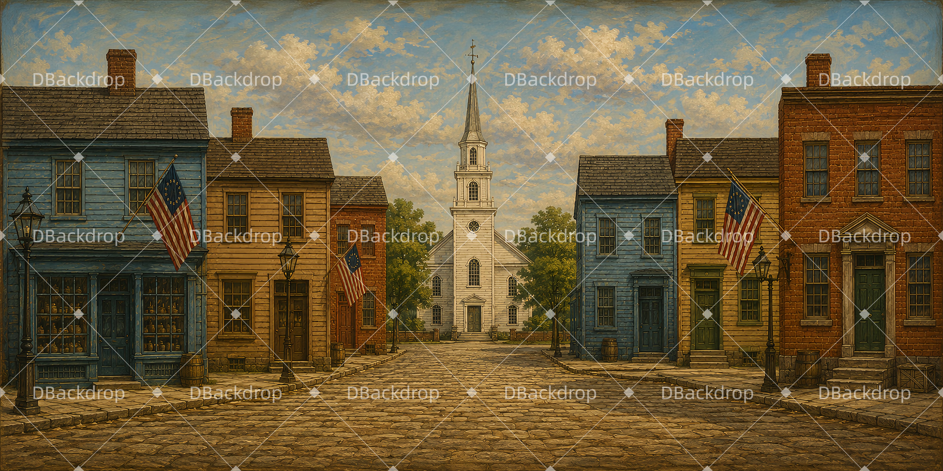 Theater Backdrop Boston Colonial Street Stage Backdrops UK LXX66-T48