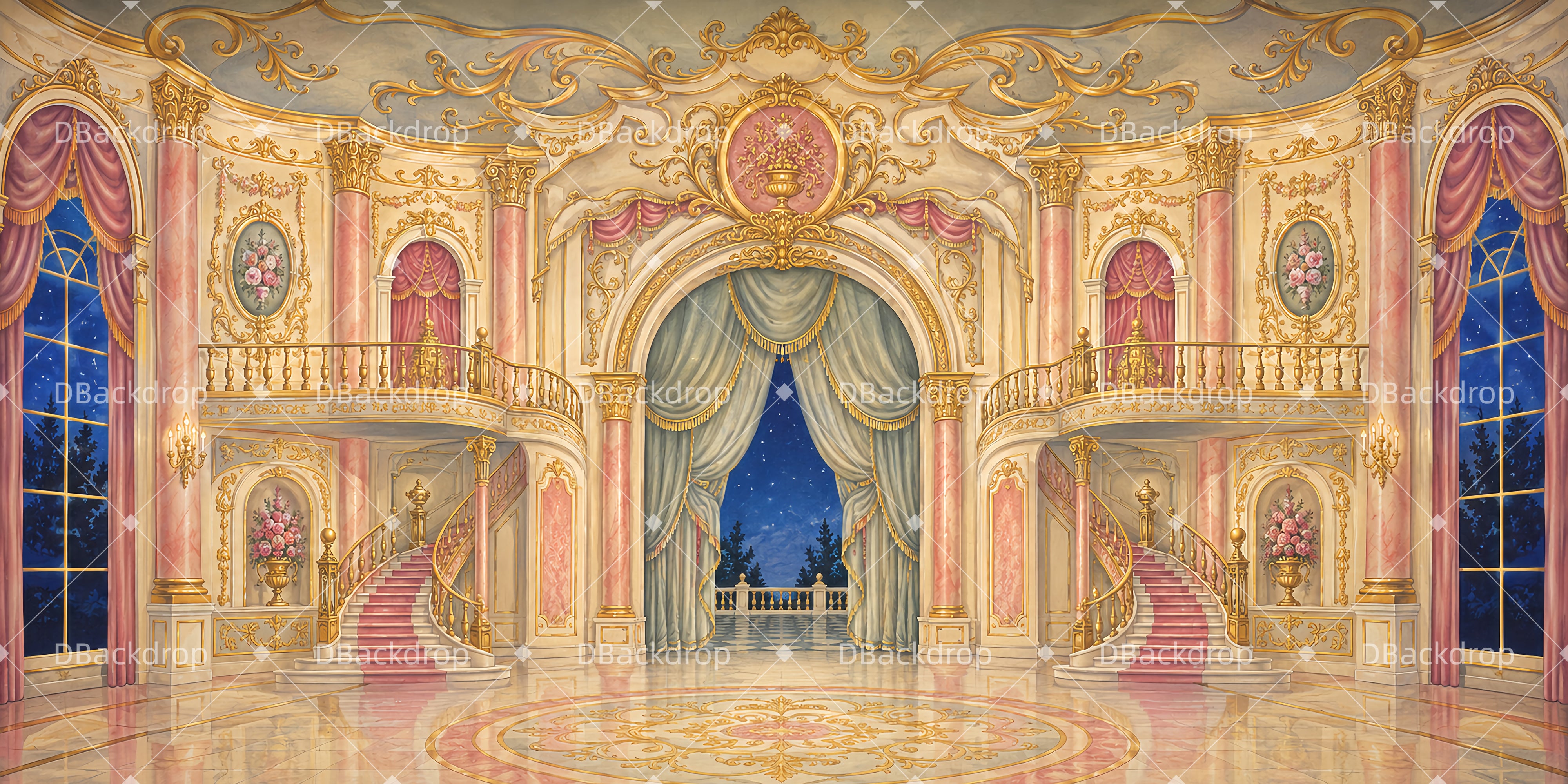 School Play Backdrops Princess Palace Hall Stage Backdrops UK LXX66-T5