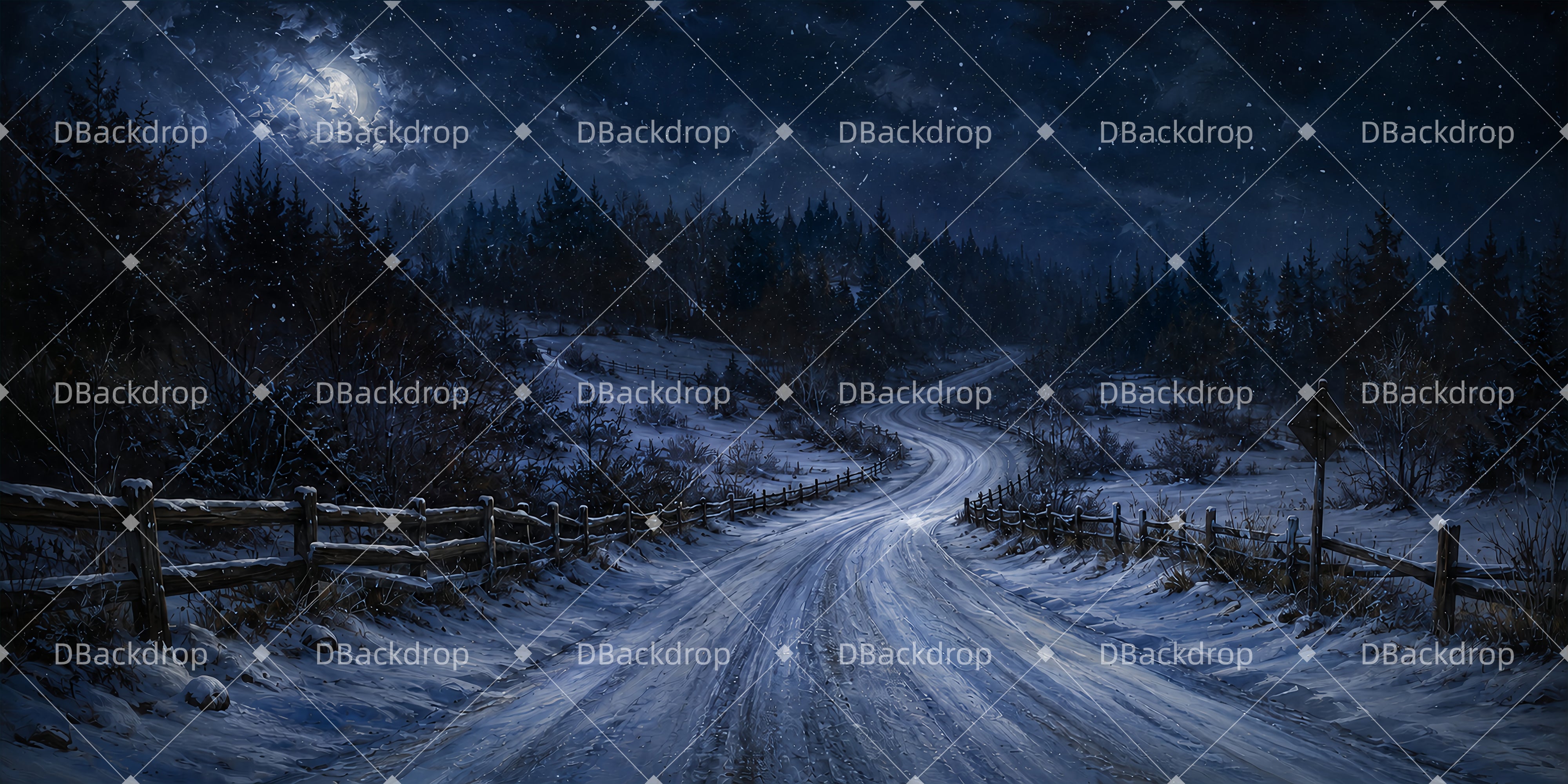 Stage Backdrop Winter Escape Road Backdrop For UK Theater Play LXX66-T60