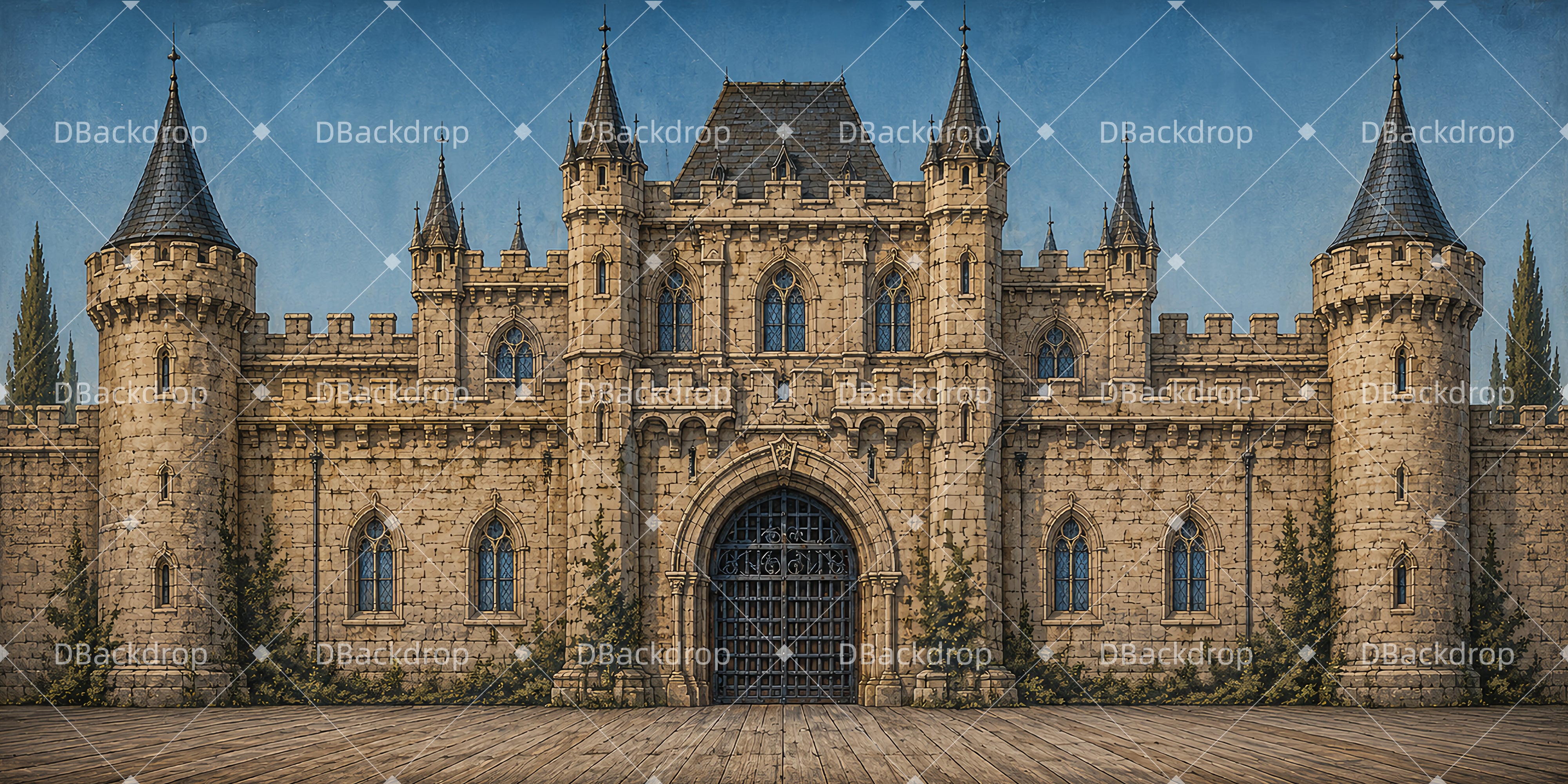 Theater Stage Backdrops Royal Castle Gate Scenic Backdrops UK LXX66-T6