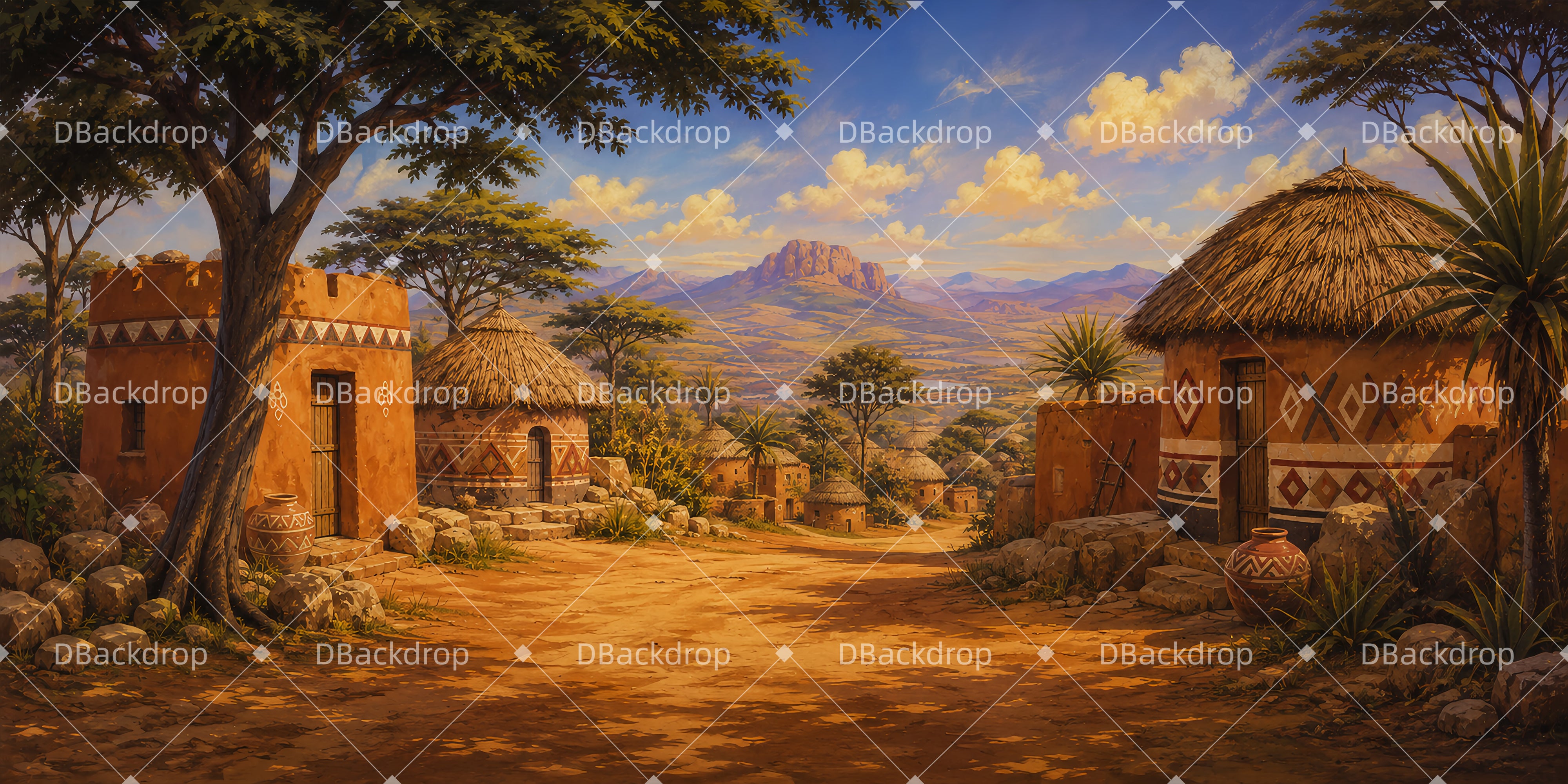 Theater Backdrop Nubian Village Stage Backdrop Ideas UK LXX66-T76