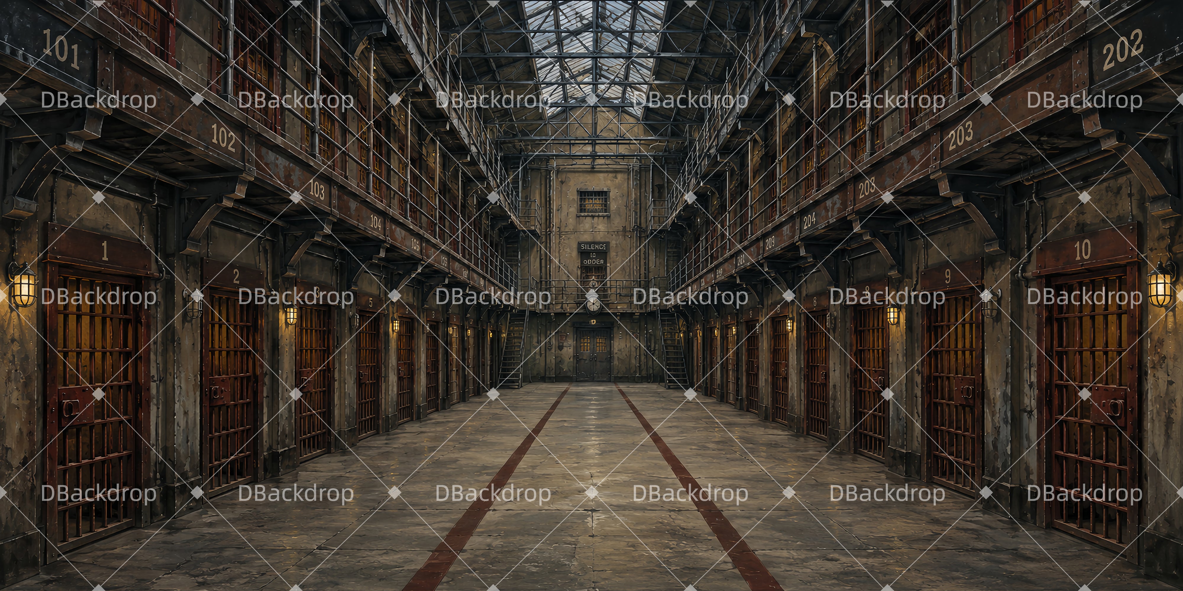 Theater Backdrops Prison Cellblock UK Professional Stage Backdrops LXX66-T91