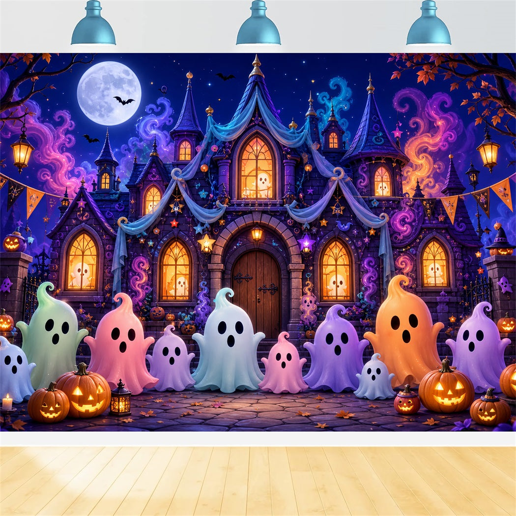 Halloween Scene Backdrop Pastel Ghost Castle Party Backdrop For Halloween UK LXX67-103