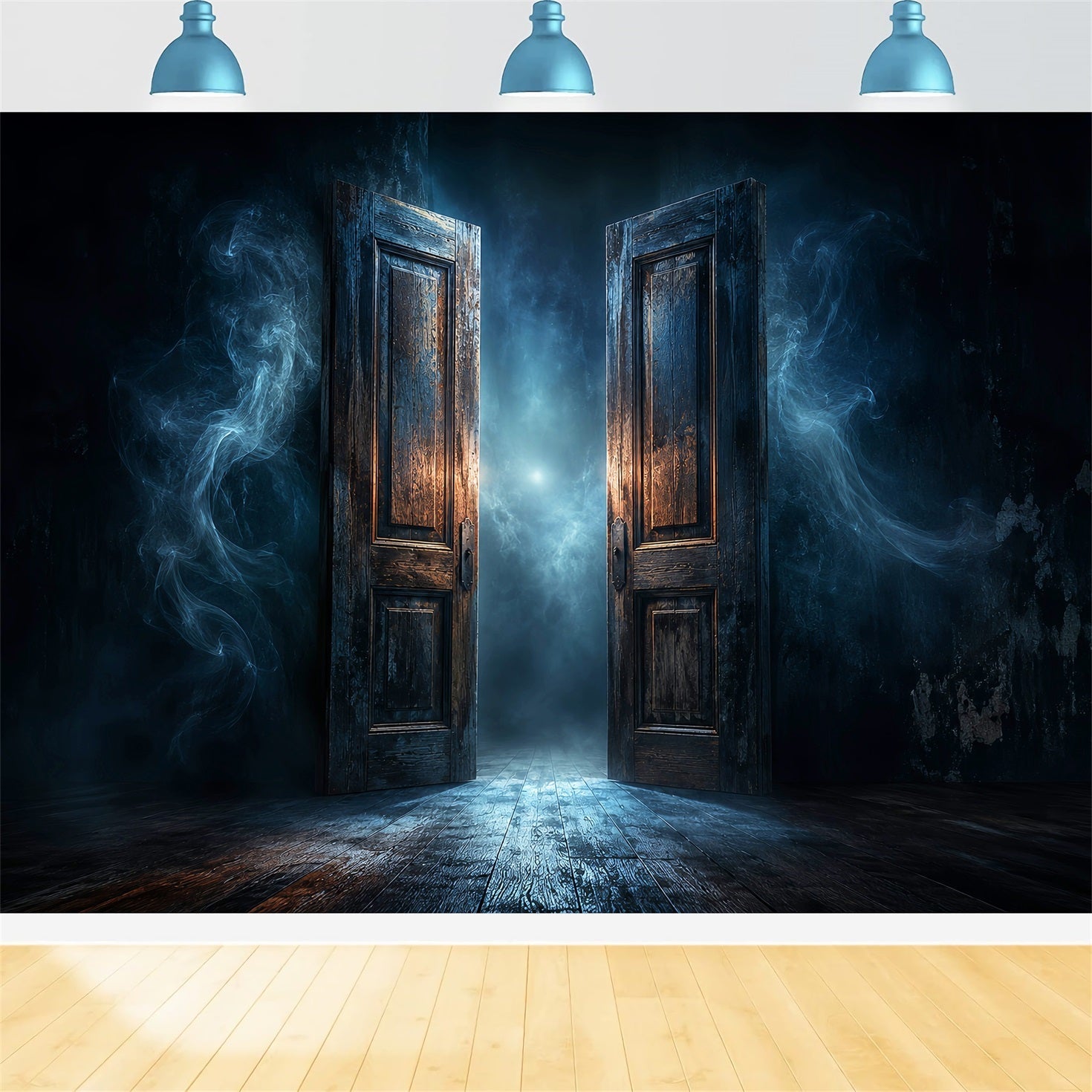 Scary Halloween Photo Backdrops Misty Open Haunted Door Happy Halloween Backdrop UK LXX67-104
