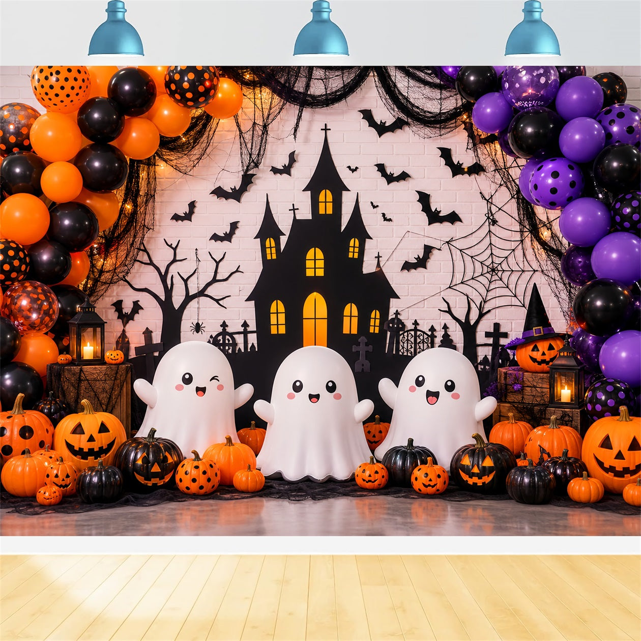 Halloween Party Picture Backdrop Ghost Pumpkin Party Wall Halloween Backdrop UK LXX67-108
